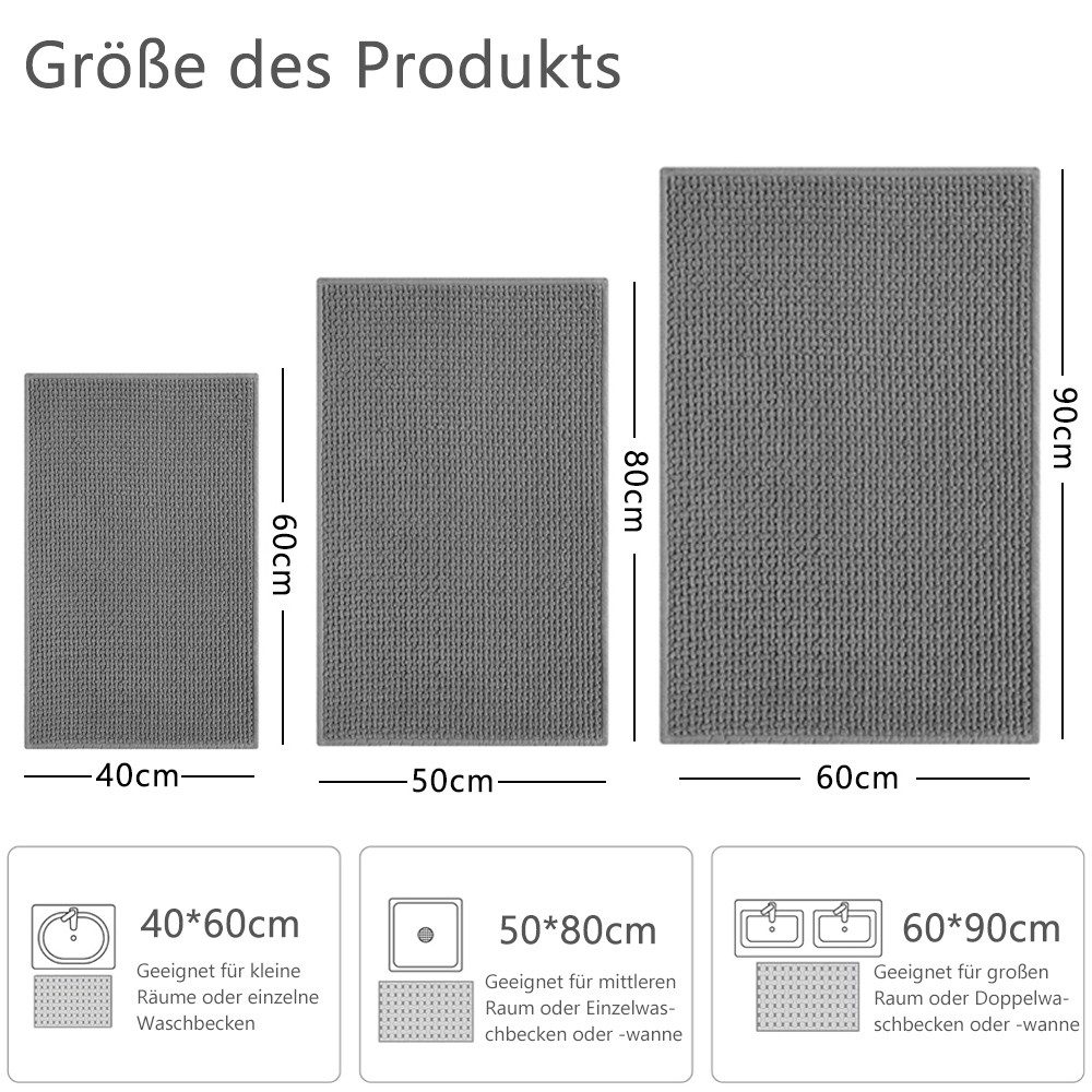 TUWENA Badematte Weich Chenille Badezimmerteppich, Badteppich rutschfest Wa günstig online kaufen