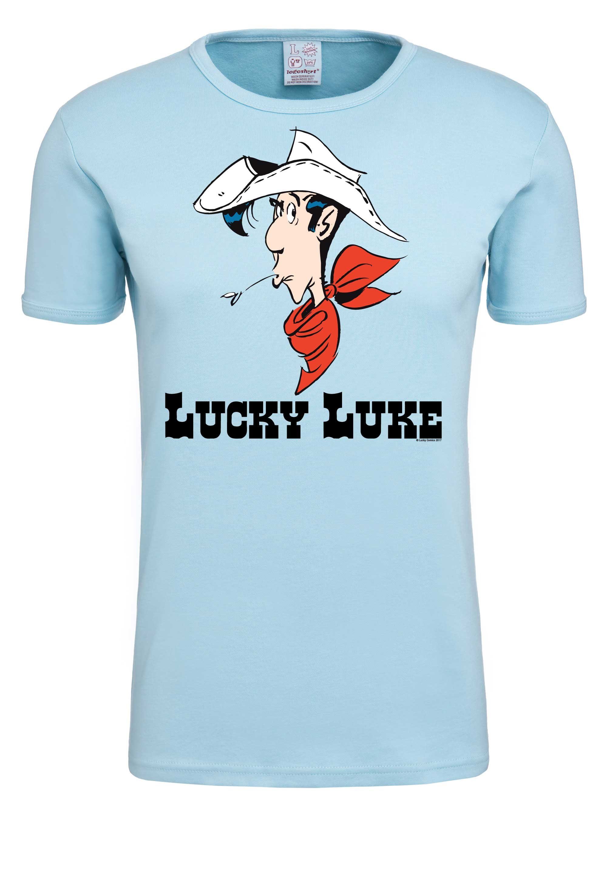LOGOSHIRT T-Shirt mit Luke Luke-Print Portrait Lucky Lucky blau
