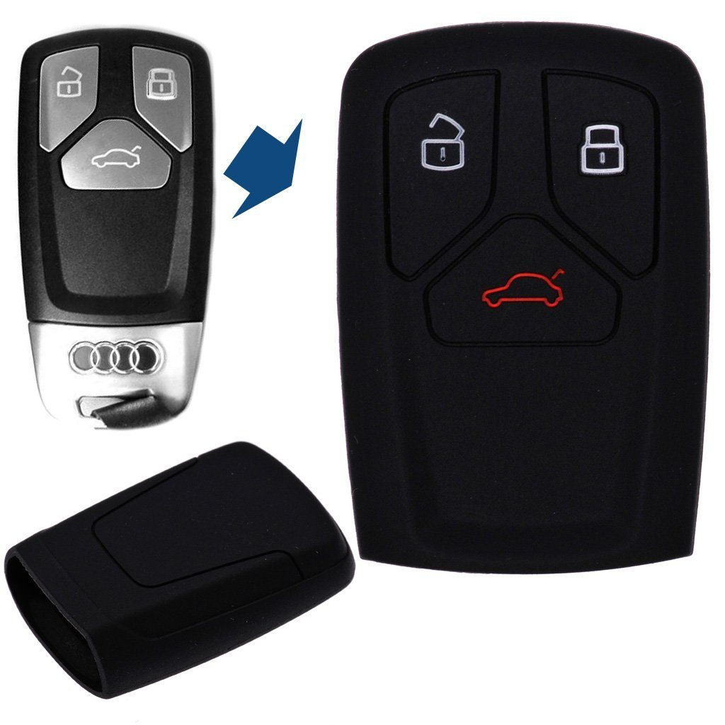 TT 3 Tasten KEYLESS Q7 S5 SMARTKEY für Silikon mt-key Autoschlüssel Q5 A5 Schutzhülle A4 Softcase Schwarz, Audi S4 Schlüsseltasche RS