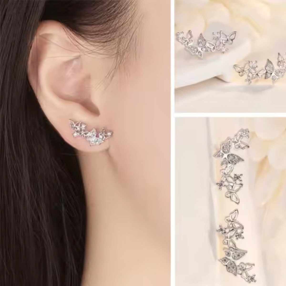 ELLAWIL Paar Ohrstecker Schmetterlings Ohrringe Silber / Ohrschmuck Ohrstecker Schmetterlinge (GESCHENKIDEE, Sterling Silber 925), inklusive Geschenkschachtel – Bild 3 von 4