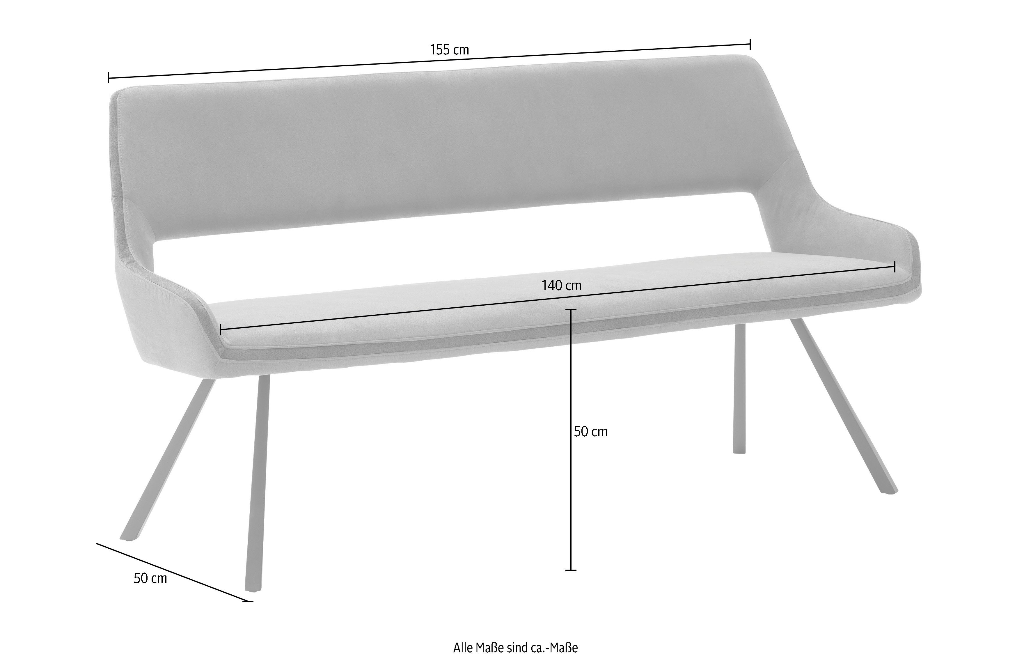 MCA furniture Sitzbank Bayonne, Capuccino/Schlamm kg Capuccino cm 155 280 belastbar, 50 wahlweise cm, bis breite Sitzhöhe | cm-175