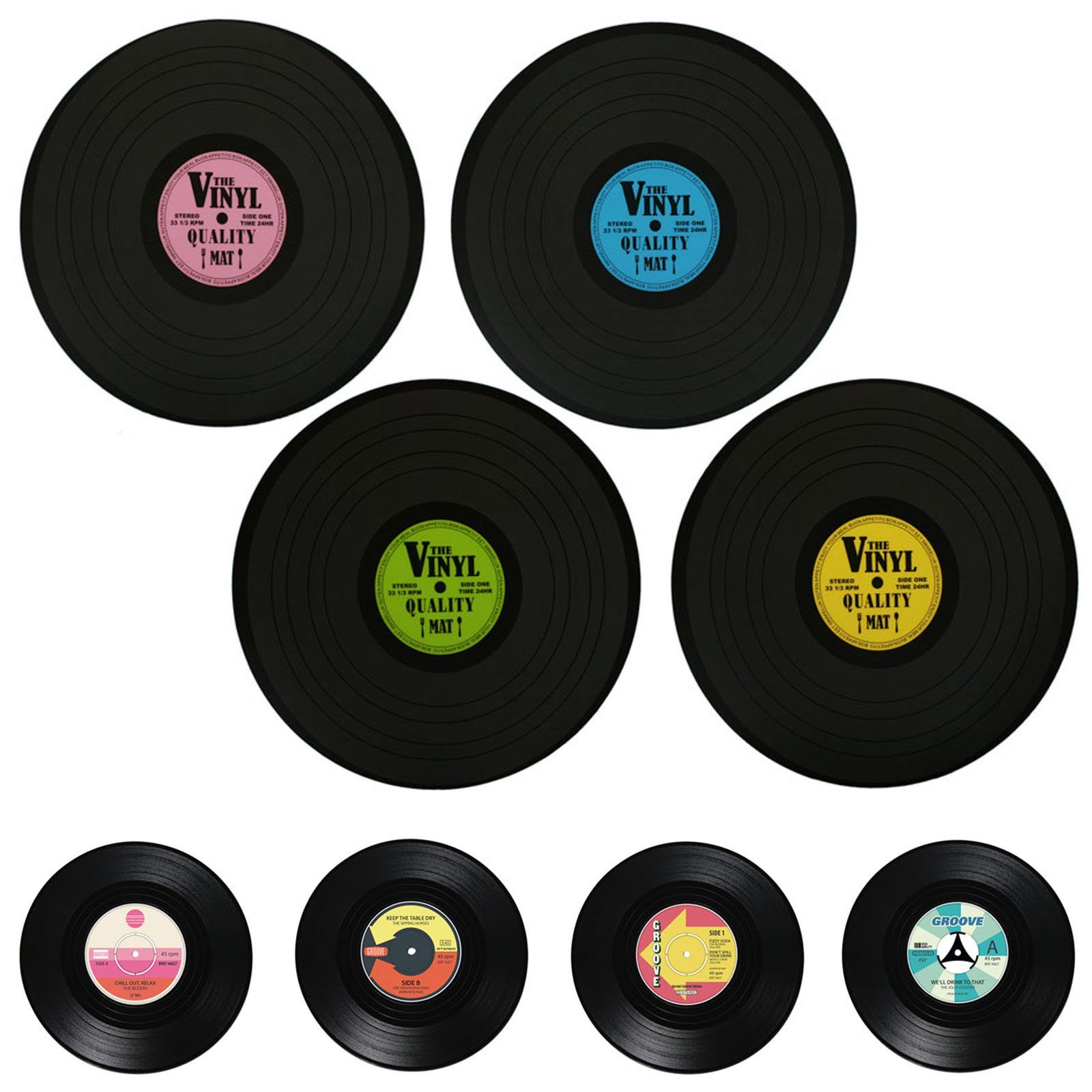 Platzset Tischmatte Vinyl Schallplatte Tisch Untersetzer Rund Platzdeckchen