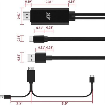 longziming Laptop-Dockingstation »Type-C auf HDMI Adapter 4K, Type C auf HDMI Adapter (Thunderbolt 3 kompatibel) Tragbar für iPad Pro/Air 2021, MacBook Pro/Air M2, Samsung Galaxy, Dell, Surface Pro 8, Huawei«