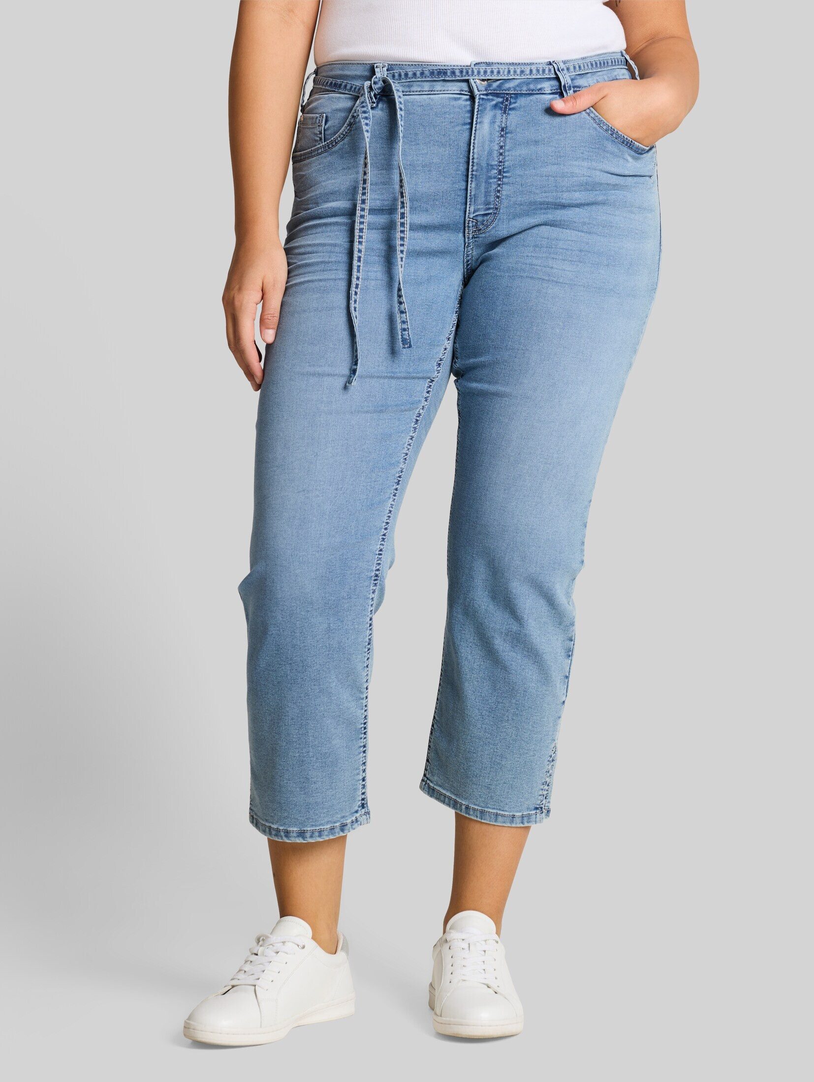 TOM TAILOR PLUS Slim-fit-Jeans Jeanshosen Plus Size - TTPLUS SLIM Jeans mit Bindegürtel