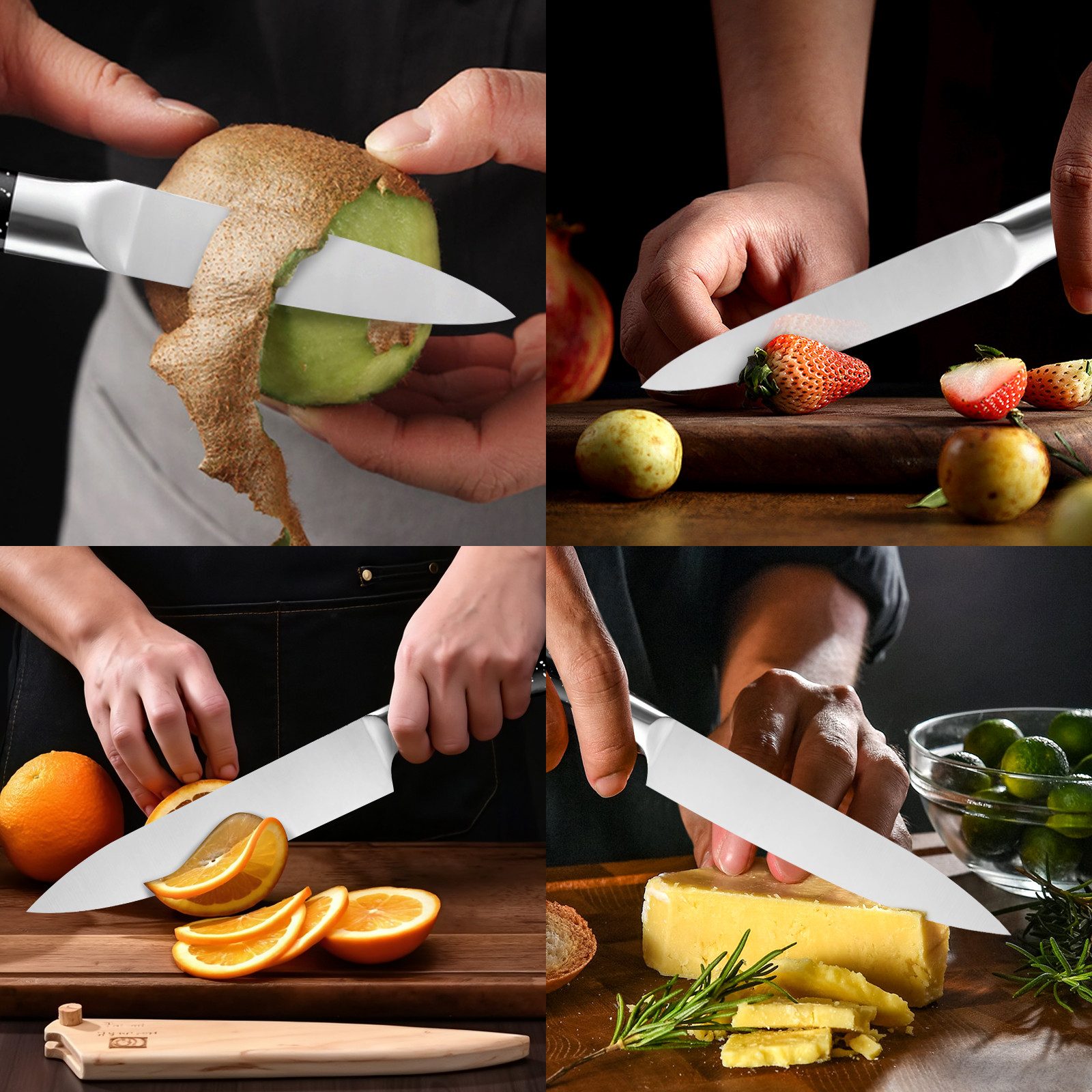 Fine Life Pro Messer-Set High Carbon Edelstahl Profi Kochmesser (Set, 7-tlg), Küchenmesserset mit Messerblock