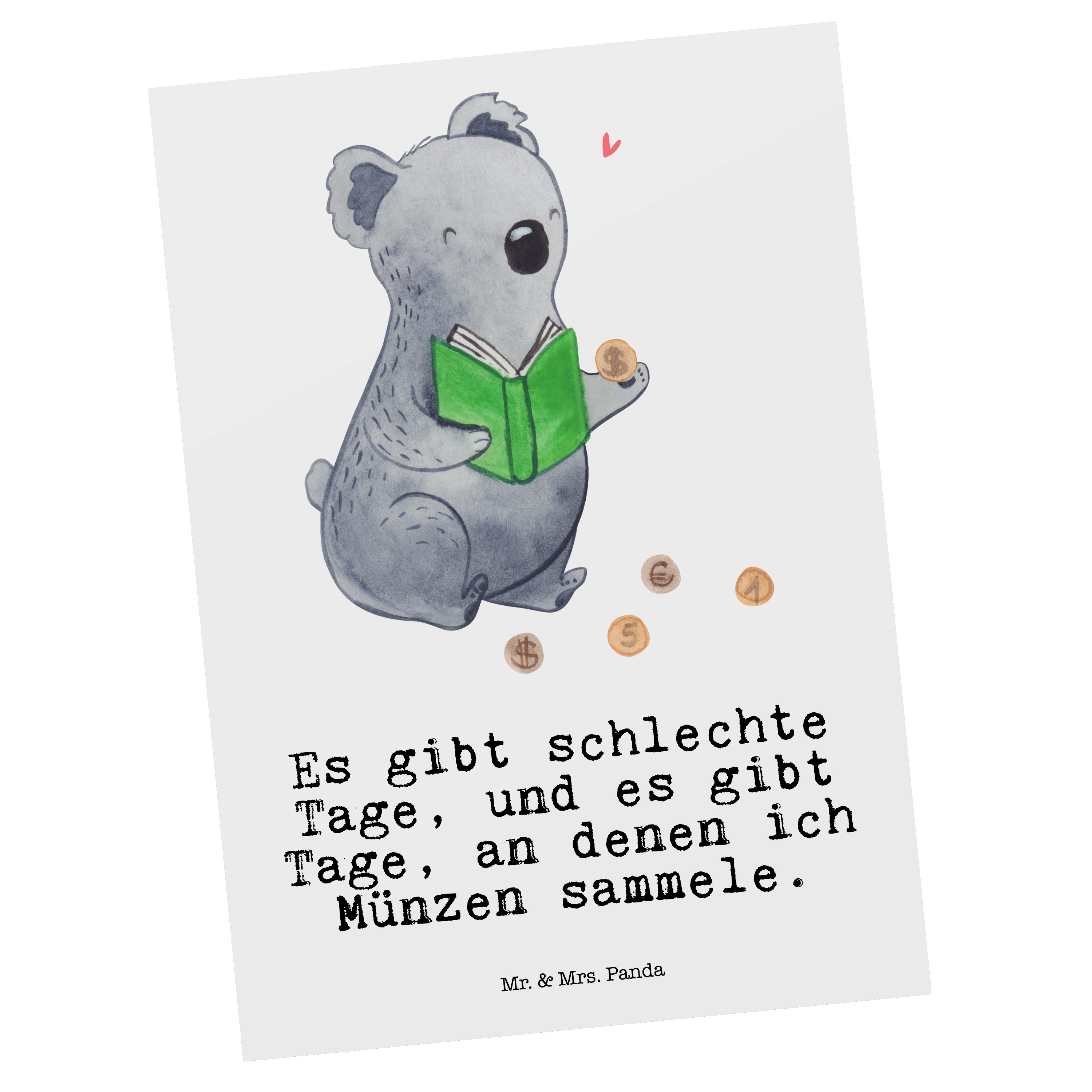 Mr. & Karte, - Weiß Geschenkkarte, Tage Koala - Postkarte Ei Mrs. Münzen Geschenk, Panda sammeln