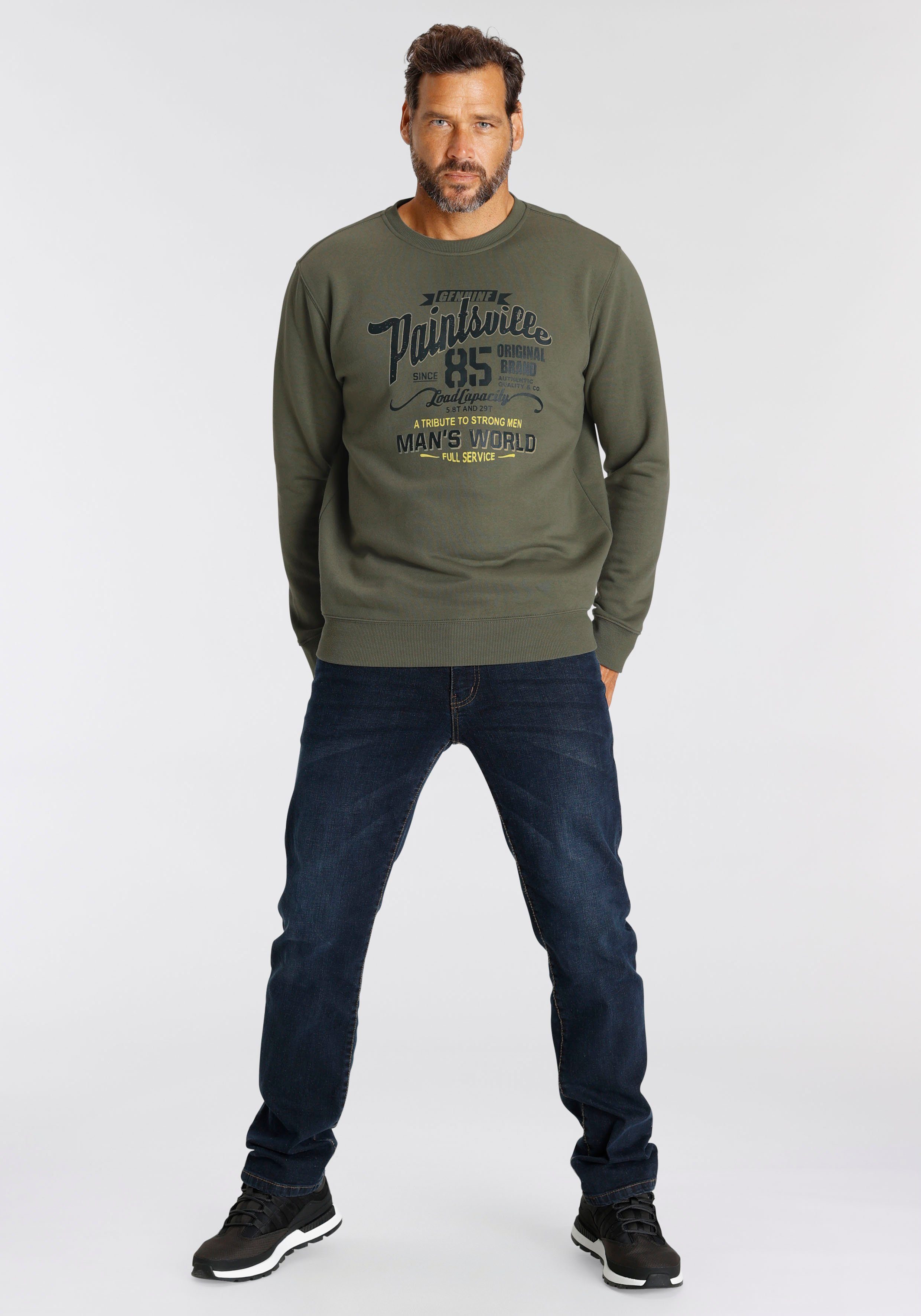 Man's World Sweatshirt Langarm, lässiger Print, Rundhals, aus Baumwollmischung