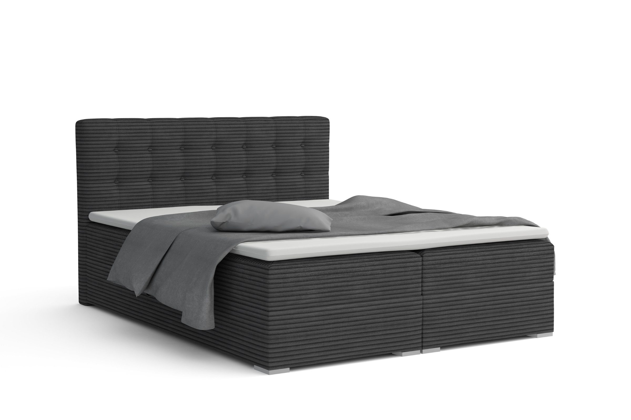 Deine Möbel 24 Boxspringbett CYNTHIA Boxbett Polsterbett Matratzen H3 oder H4 (Set, 3-St., Cord Cord-Samt 140x200 160x200 180x200 200x200), inkl. Bettkasten Topper Matratzen H3 H4
