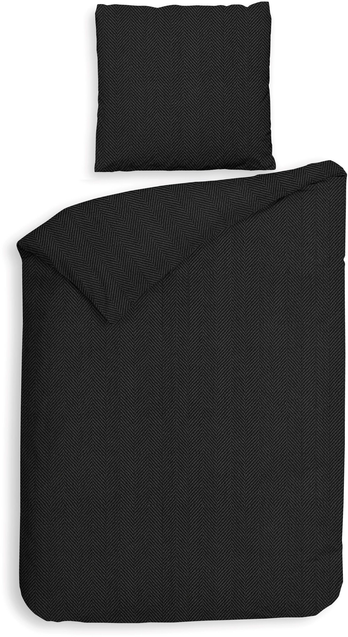 Heckett and Lane Bettwäsche Spina, Flanell, 2 teilig, Fischgrät Muster, 100% Baumwolle ab 135x200 cm.
