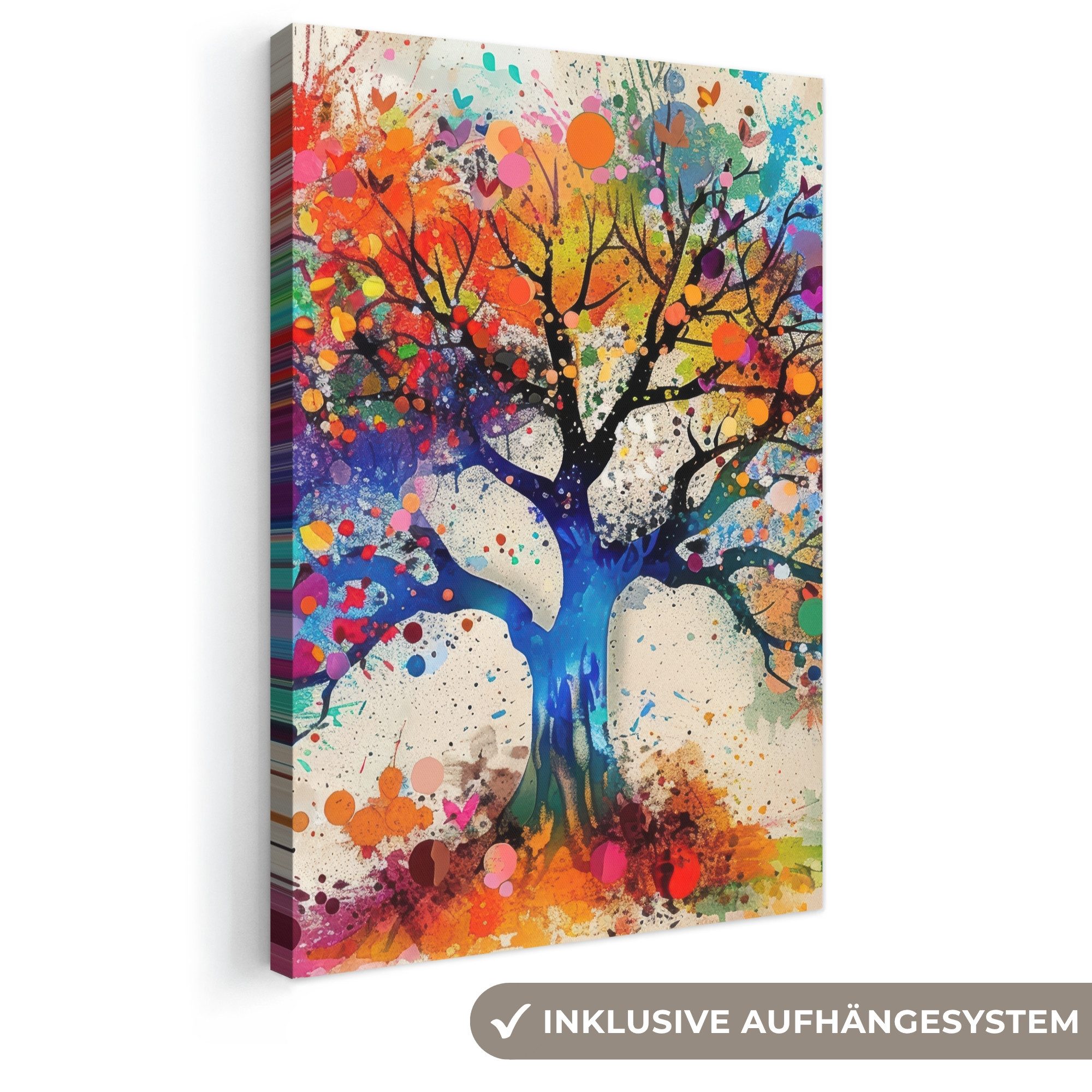 OneMillionCanvasses® Leinwandbild Baum des Lebens - Natur - Farbenfroh - Baum, Fotodruck (1 St), Leinwand Canvas Wandbild, Wanddekoration 20x30 cm