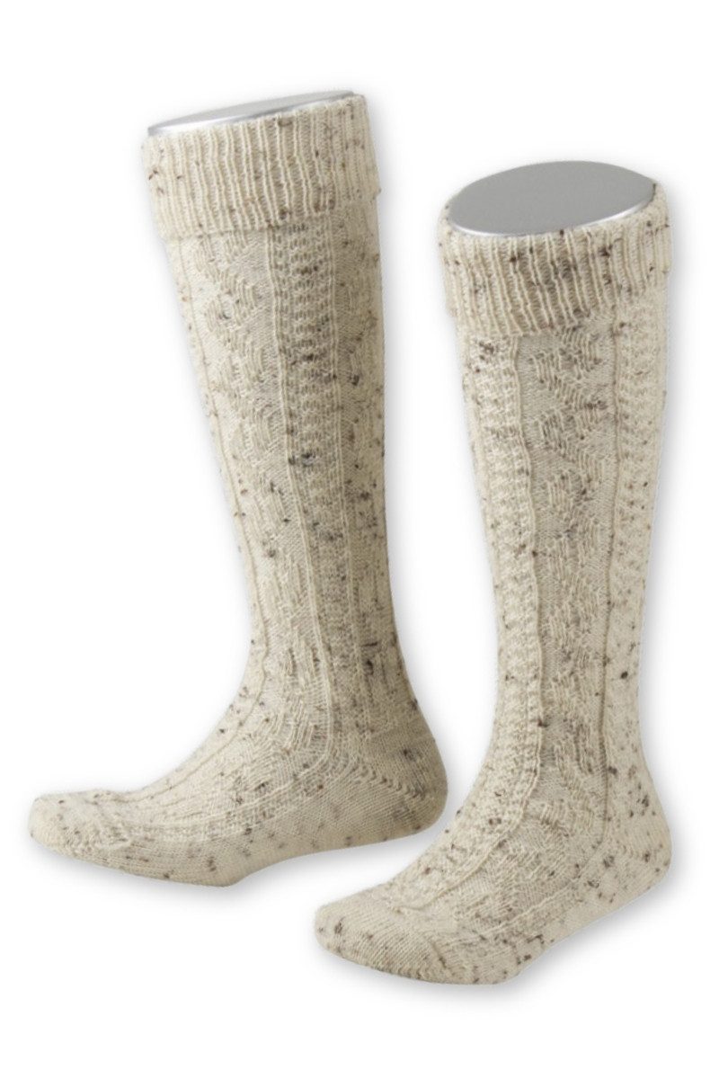 Lusana Trachtensocken Kniebundstrümpfe Kinder - L320T - beigebraun, natur