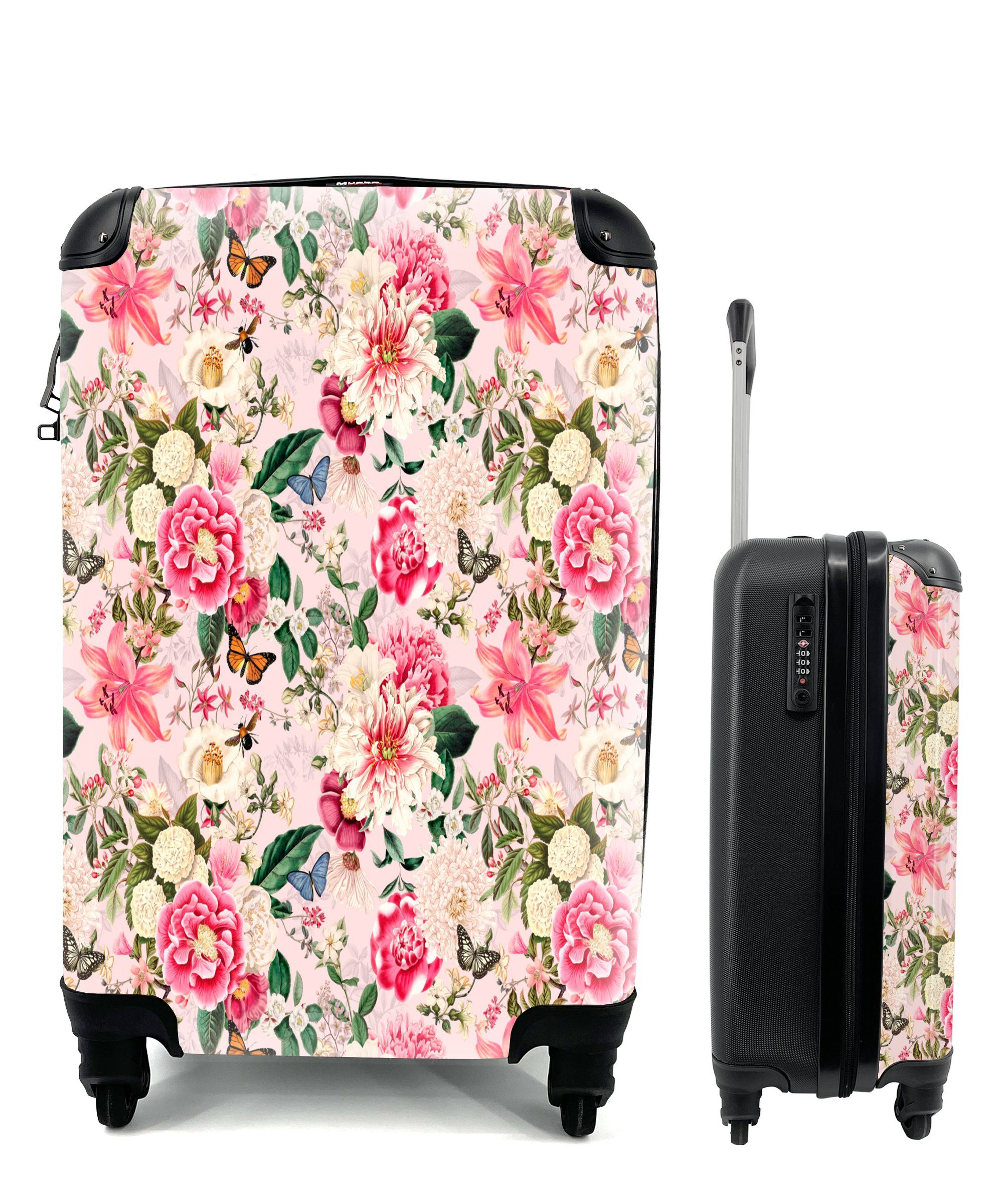 mit Reisetasche 4 Rollen, Farben, - Handgepäckkoffer MuchoWow für Reisekoffer Trolley, Handgepäck Blumen Ferien, - rollen, Insekten