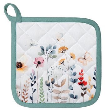 Clayre & Eef Topflappen Flowerbomb, (Set, 2-tlg., 2-teilig), hitzebeständig wattiert Pfannen Untersetzer ca.20x20cm