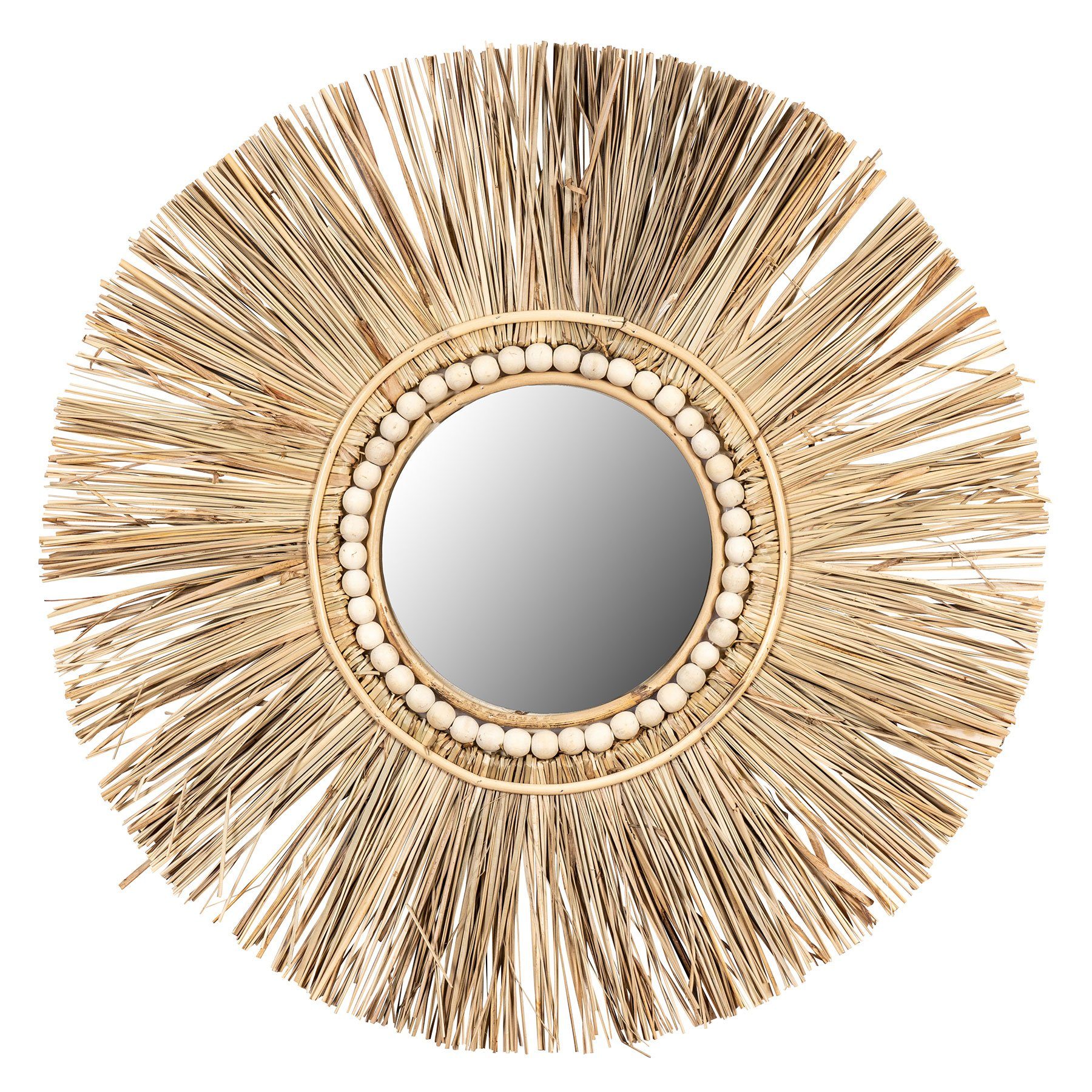 Levandeo® Dekoobjekt, Spiegel Seegras Ø 55cm Wandspiegel Rund Flurspiegel W günstig online kaufen