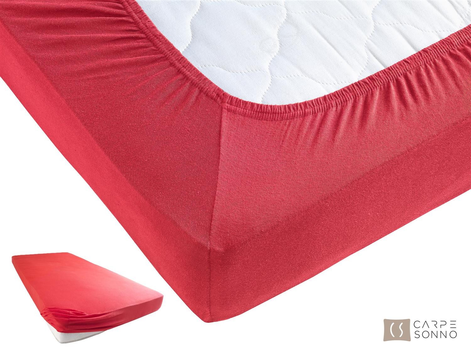 Carpe Sonno Spannbettlaken Jersey 90x200 100x200 120x200 140x200 160x200 180x200 200x200 70x140, Jersey, Gummizug: rundum, (1 Stück), Baumwoll Babybett Spannbettlaken 70x140 Baby Laken Rot