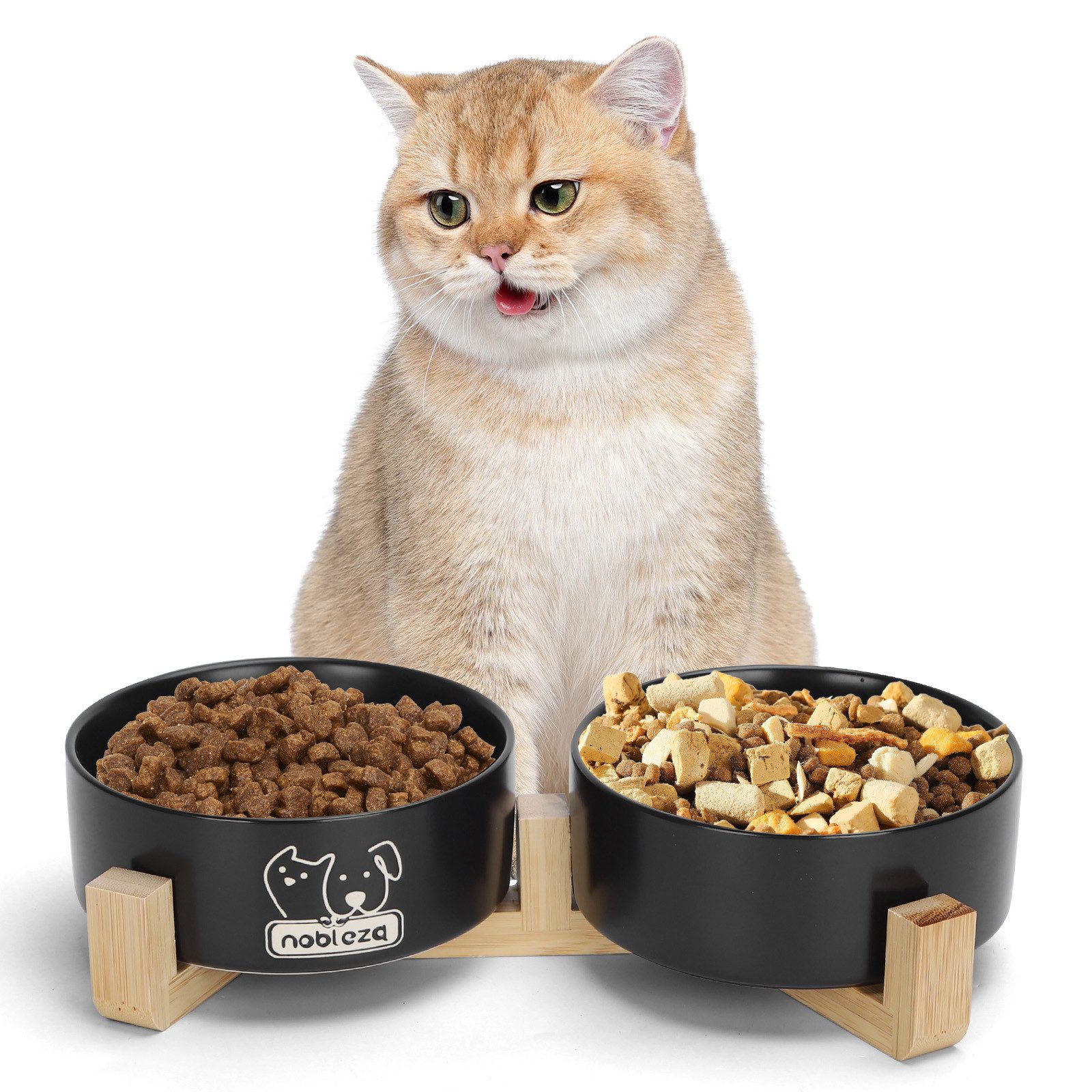 nobleza Futterstation Keramik Hundenapf Katzennapf 2 x 500ML Futternapf für Hund Katzen