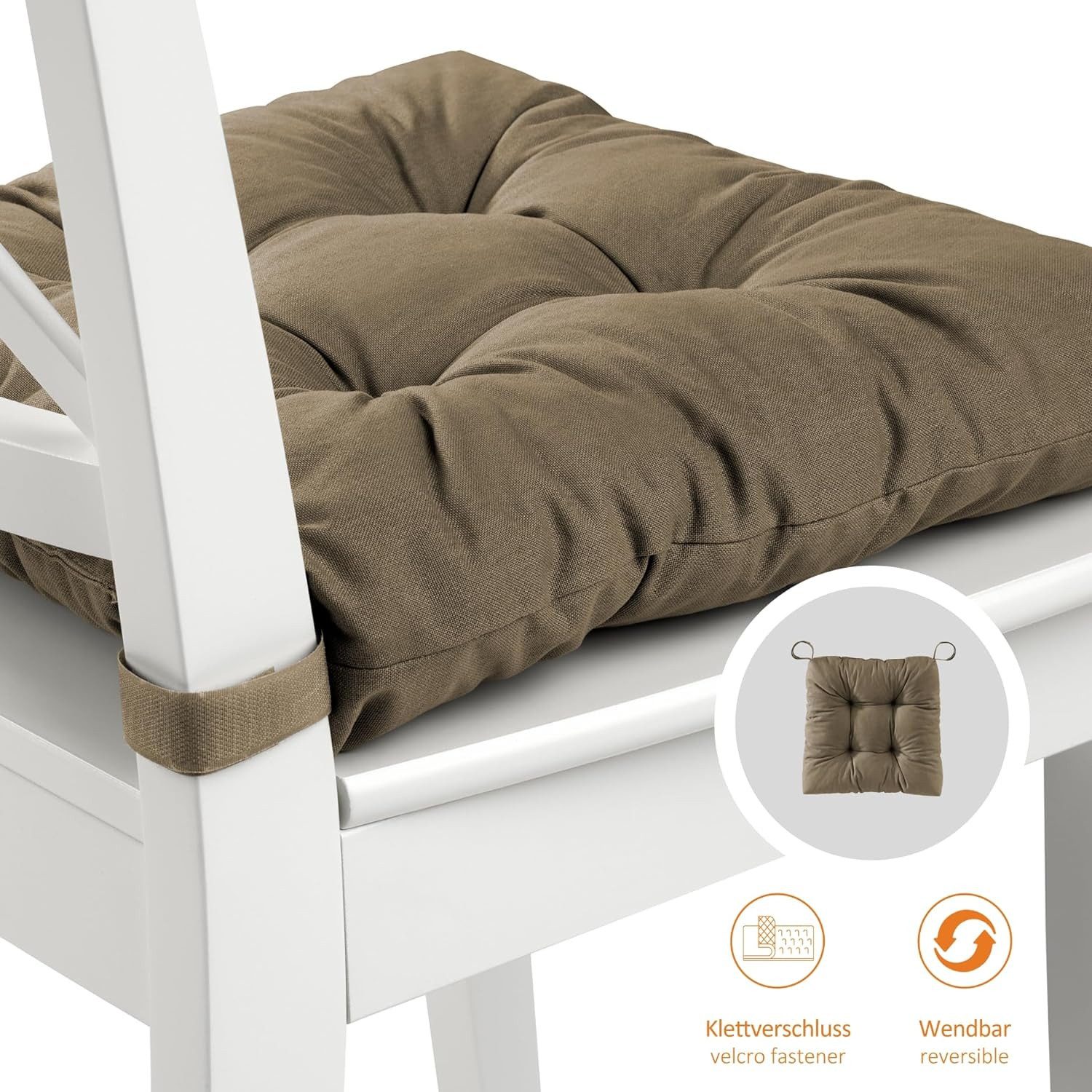 sleepling Stuhlkissen Eva, für Indoor und Outdoor, mit Klettverschluss, abriebfest und langlebig