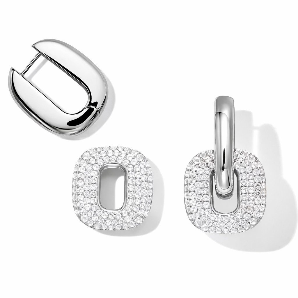 ROUGEMONT Paar Creolen Moderne zweiteilige Creolen Ohrringe Damen Trend Gold -Hypoallergen, Wasserfest