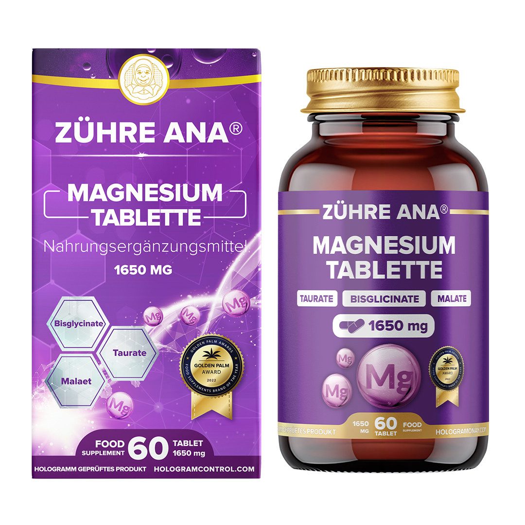 Zühre Ana® Magnesium 60 Tabletten – Ausgewogene und starke Ergänzungsformel Kapseln, 60 g, Magnesium 60 Tabletten – Ausgewogene und starke Ergänzungsformel
