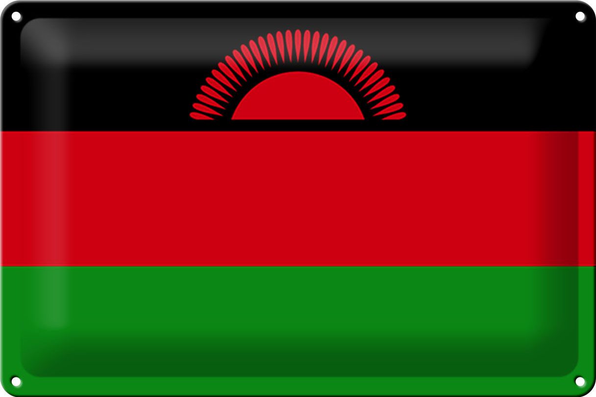 Femer GmbH Metallschild Flagge Malawi 30x20cm Flag of Malawi, (1 St), gewölbte Oberfläche, abgerundete Ecken, umgeschlagene Kanten