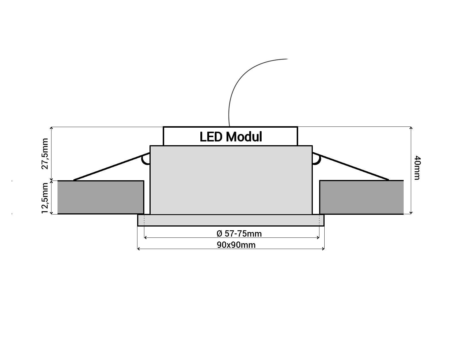 SSC-LUXon Außen-Deckenleuchte IP44 LED-Modul QW-2 mit flach Warmweiß 230V, LED-Einbauspot Alu quadratisch