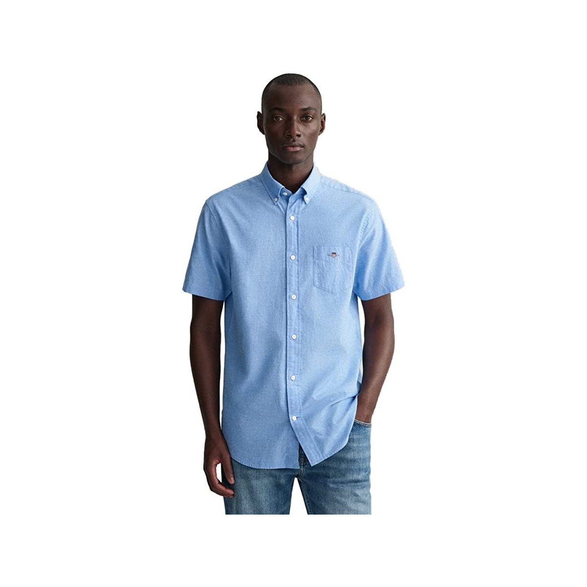 Gant Kurzarmhemd uni (1-tlg., keine Angabe) blau