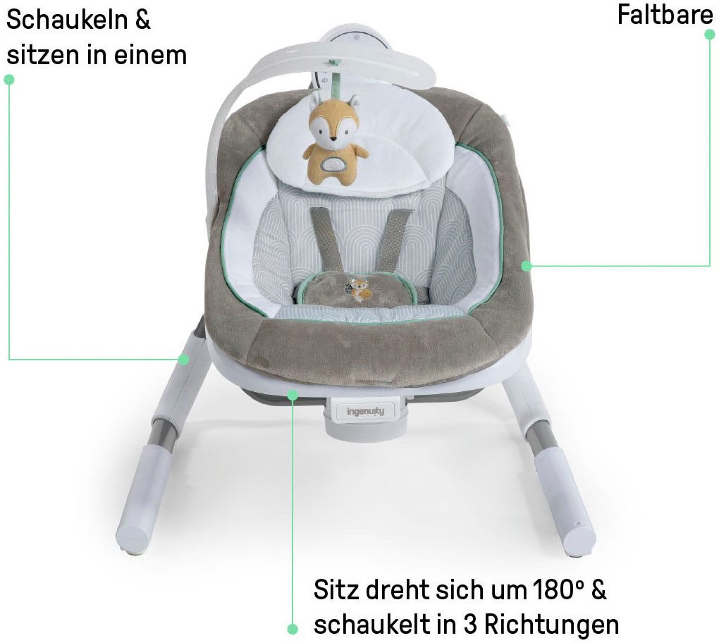 ingenuity Baby Rocker AnyWay Sway Dual-Direction Portable Swing - Ray, with sound effect