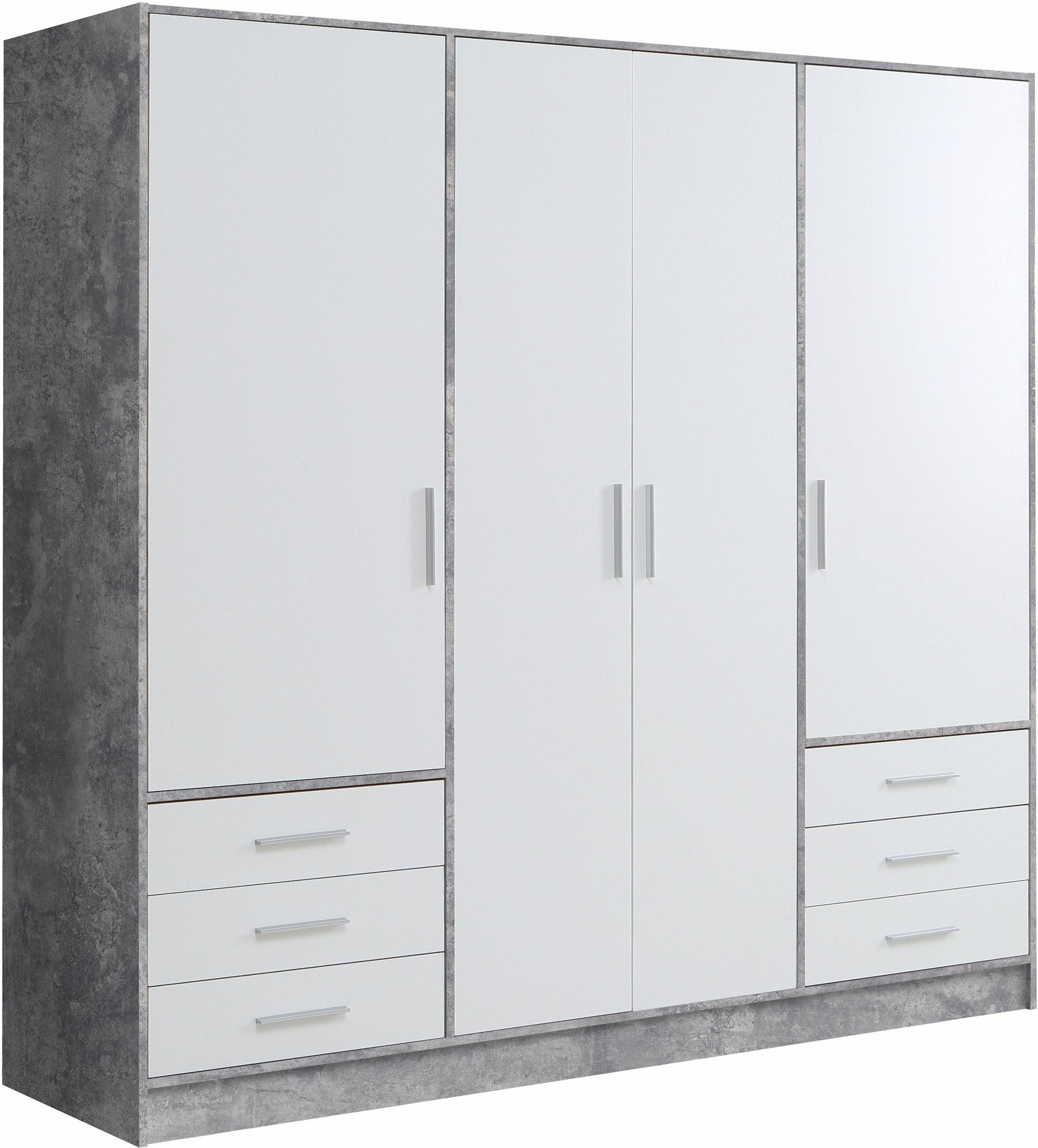 FORTE Kleiderschrank Jupiter, Made in Europe, mit 6 Schubladen, Stauraum (Maße B/H/T ca. 207/200 cm/60) Stauraum, 2 Breiten, 4 Farben, Schubladen, variable Einlegeböden