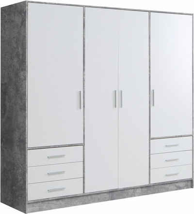 FORTE Kleiderschrank Jupiter, Made in Europe, mit Schubladen viel Stauraum, 2 Breiten und 4 Farben