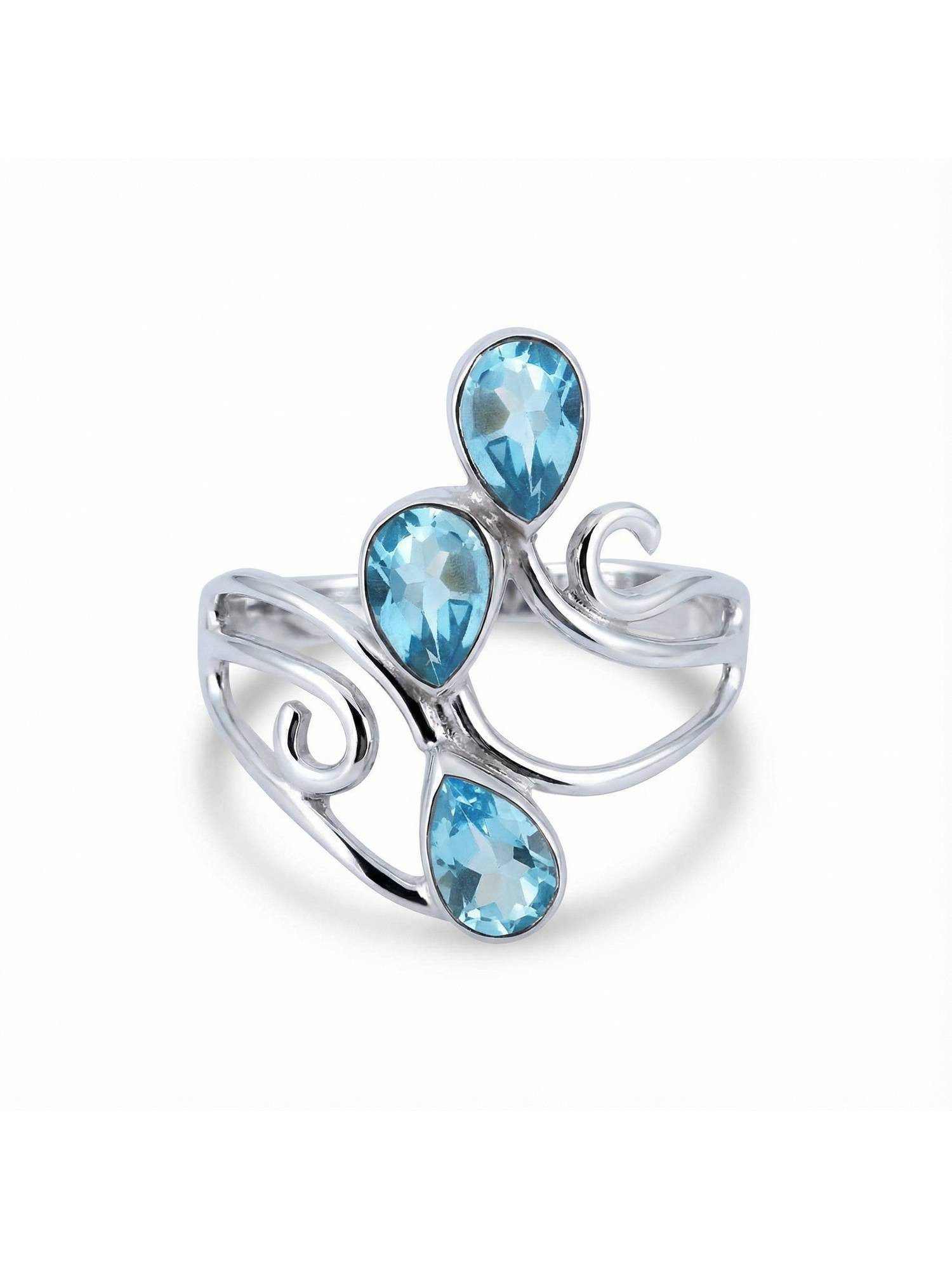 Silberring SIDISTI aus 925 Silber mit blau Topas
