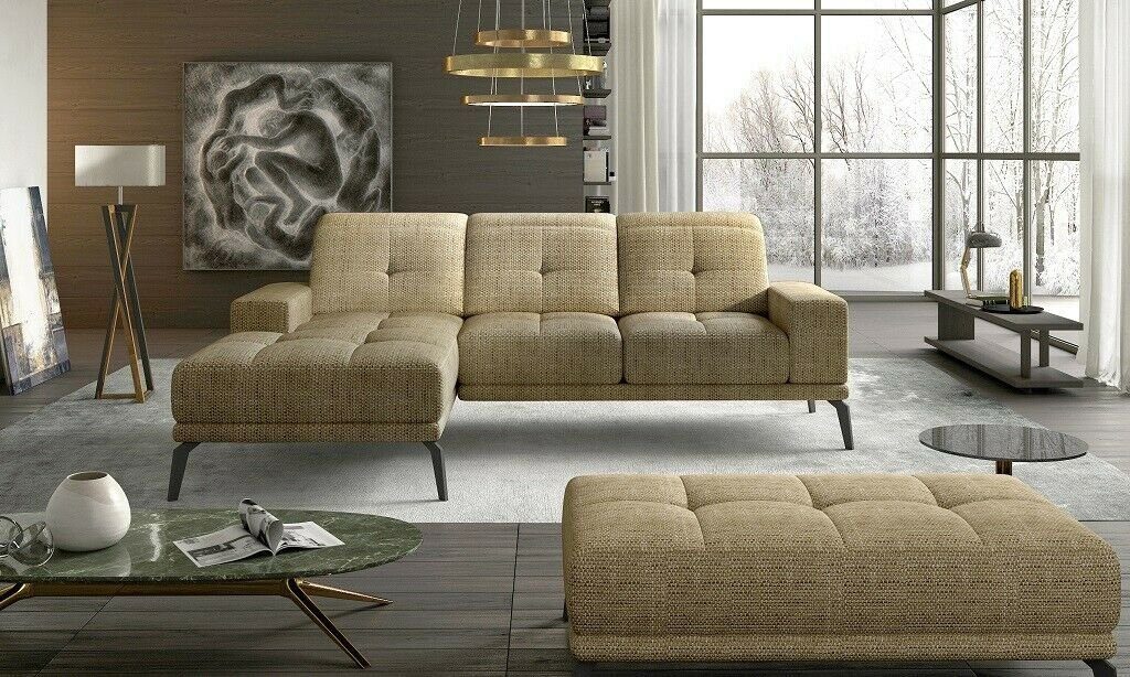 JVmoebel Ecksofa, Designer Sofa Couch Ecksofa Textil Polster Garnitur Wohnlandschaft Beige
