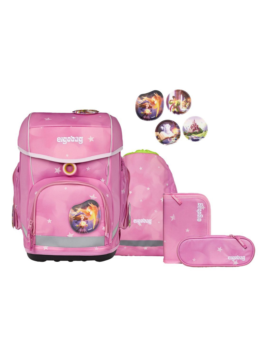 ergobag Schulranzen cubo Set (5-tlg., 5-teiliges Set), größenverstellbares Rückensystem