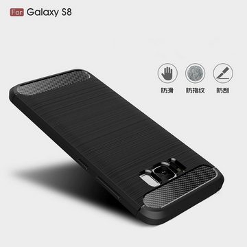 CoverKingz Handyhülle Hülle für Samsung Galaxy S8 Plus Handyhülle Silikon Cover Case, Carbonfarben