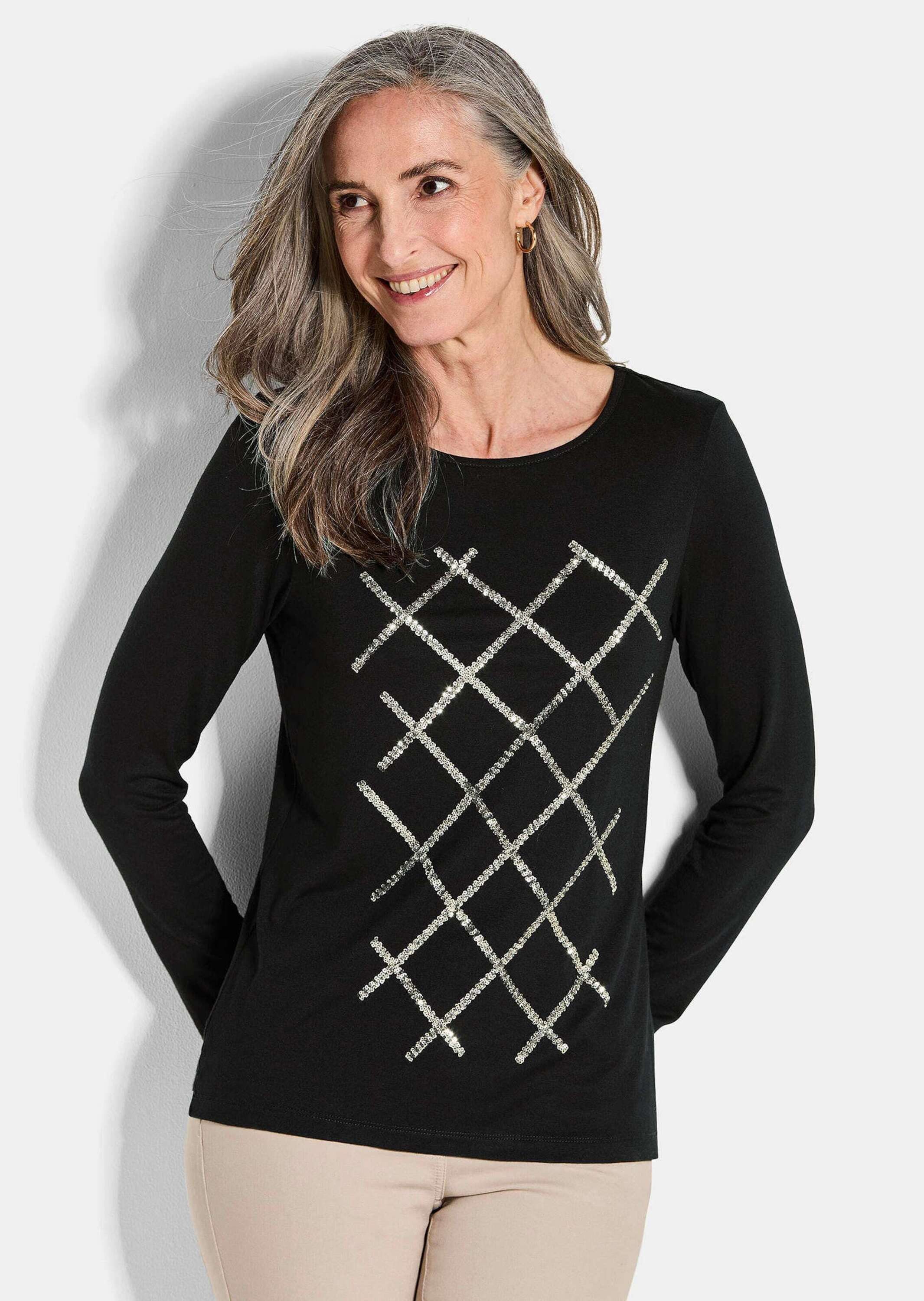Langarmshirt Langarmshirt aus Viskose mit Glanz