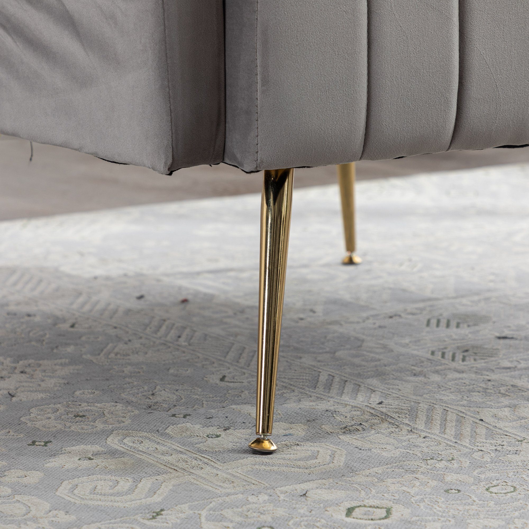 Odikalo Loungesessel Einzelsofa mehrfarbig Akzent Füßen Stuhl Grau gepolstert Freizeit goldene