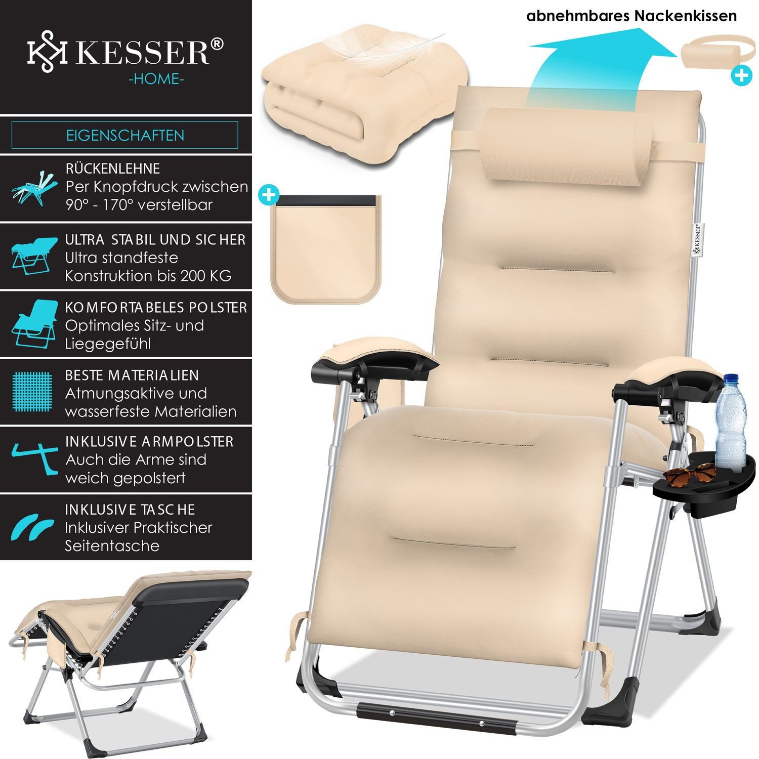 KESSER Gartenliege, Sonnenliege Liegestuhl Klappbar + günstig online kaufen