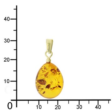 OSTSEE-SCHMUCK Kettenanhänger - Tropfen flach, ca. 17 mm lang - Gold 585/000 - B (1-tlg)