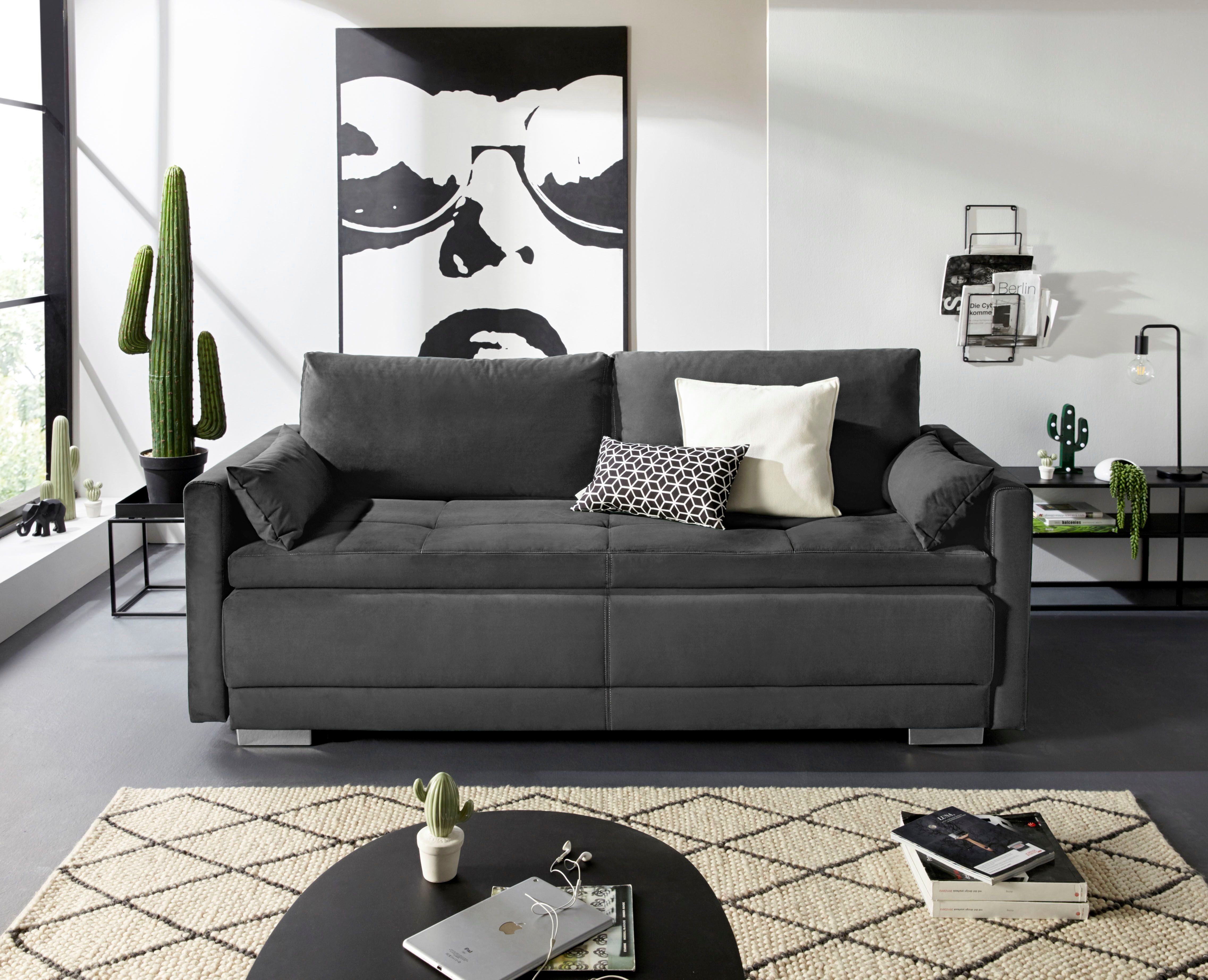 INOSIGN Schlafsofa Berlin, mit Boxspringaufbau, Bettfunktion & Bettkasten, Dauerschlafsofa