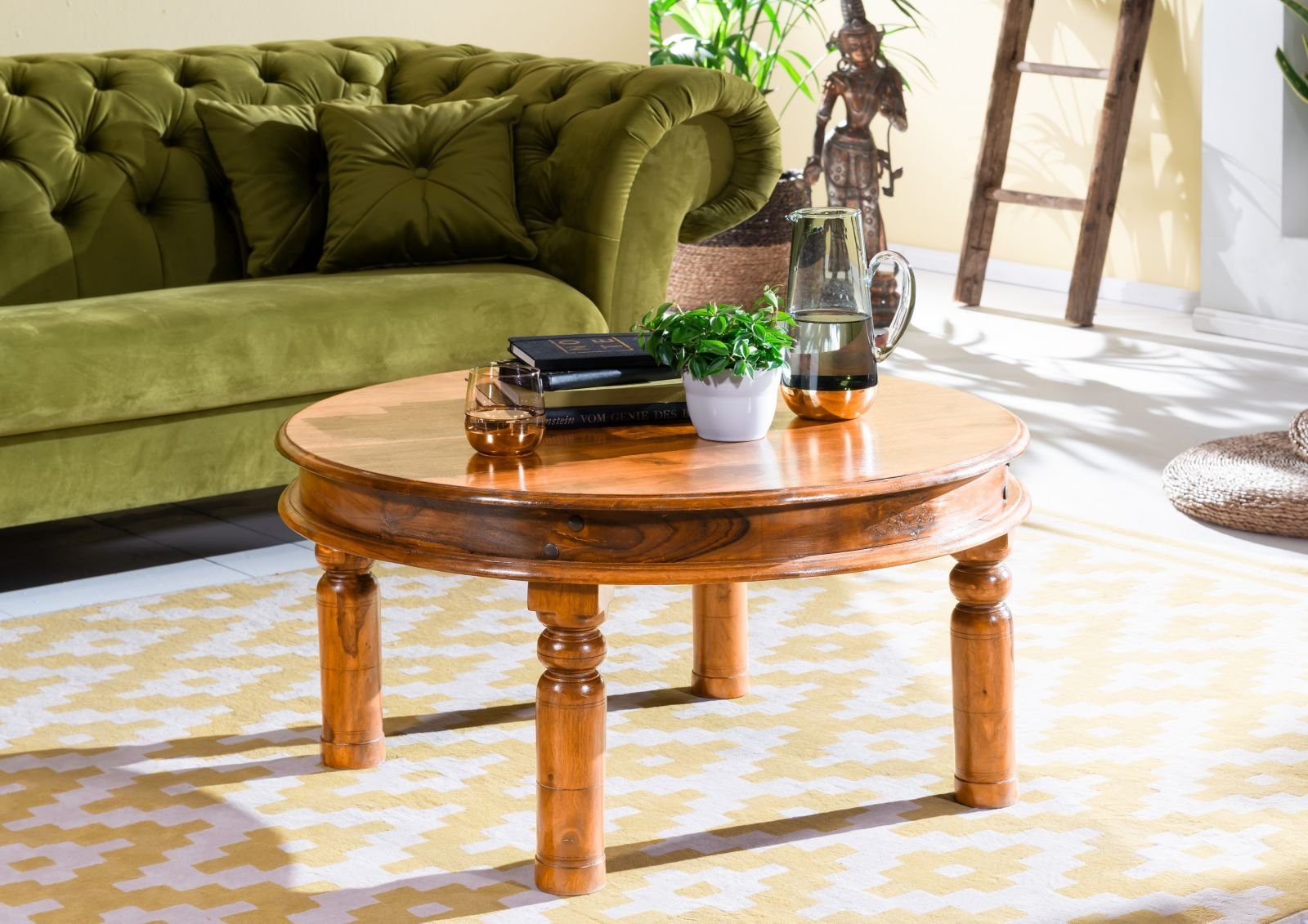 Massivmoebel24 Couchtisch OXFORD (Runder Couchtisch im günstig online kaufen