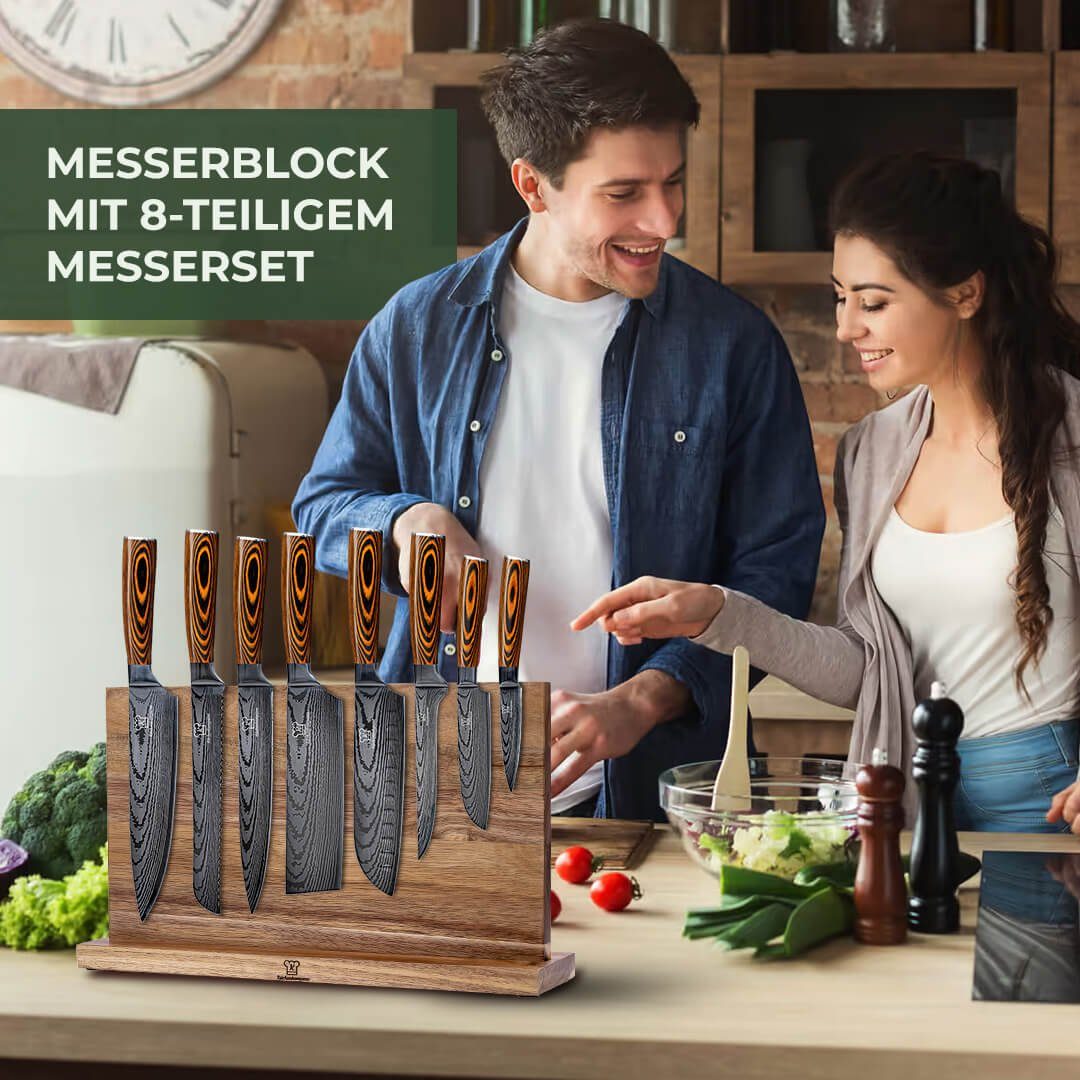Küchenkompane Messer-Set Messerset mit magnetischem Messerblock - 8-teiliges Küchenmesser Set (2-tlg)