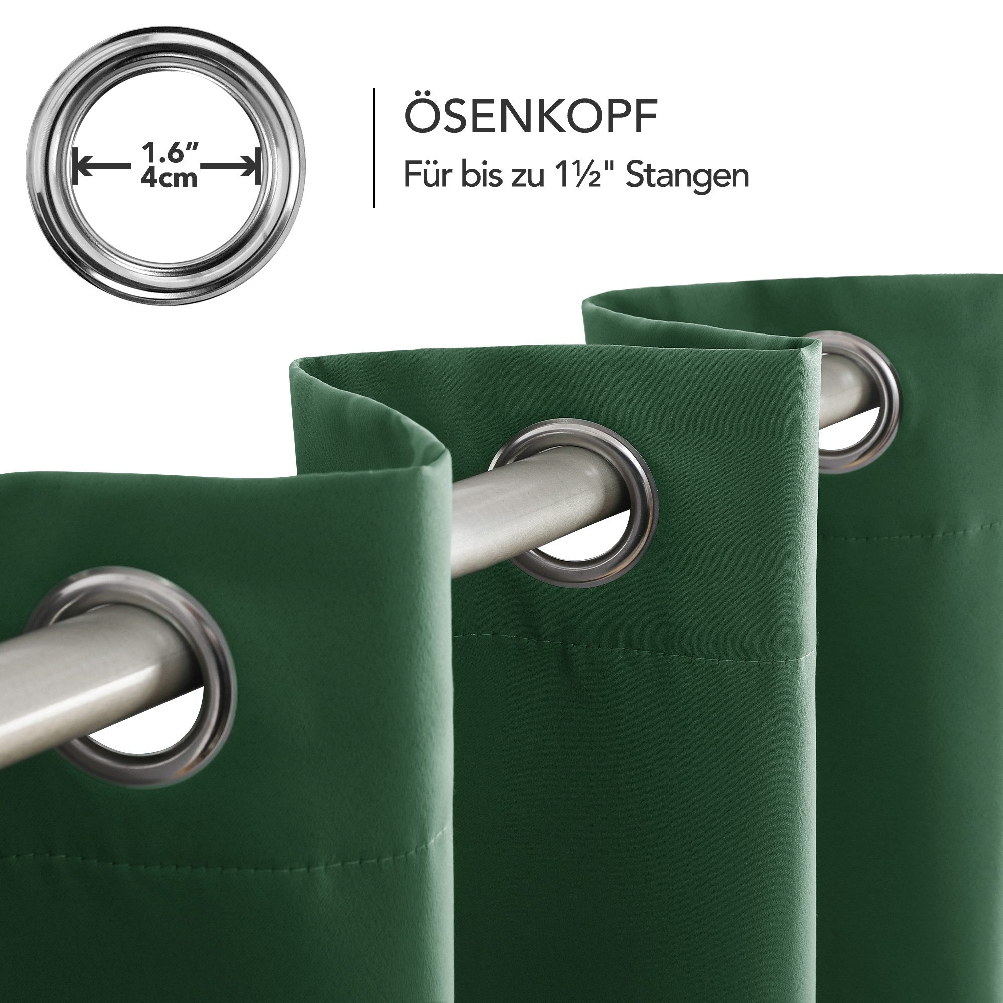 Deconovo Verdunkelungsvorhang Gardinen mit Ösen Blickdichte Vorhang Kälteschutz Schlafzimmer 2er Set, Blackout Curtain einfarbig Thermo Vorhang Verdunkelung Wär – Bild 3 von 5