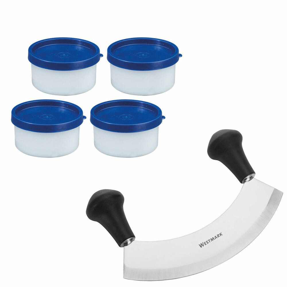 WESTMARK Wiegemesser Kräuter-Set, 5tlg,+ 4 Kräuterdosen zum Einfrieren