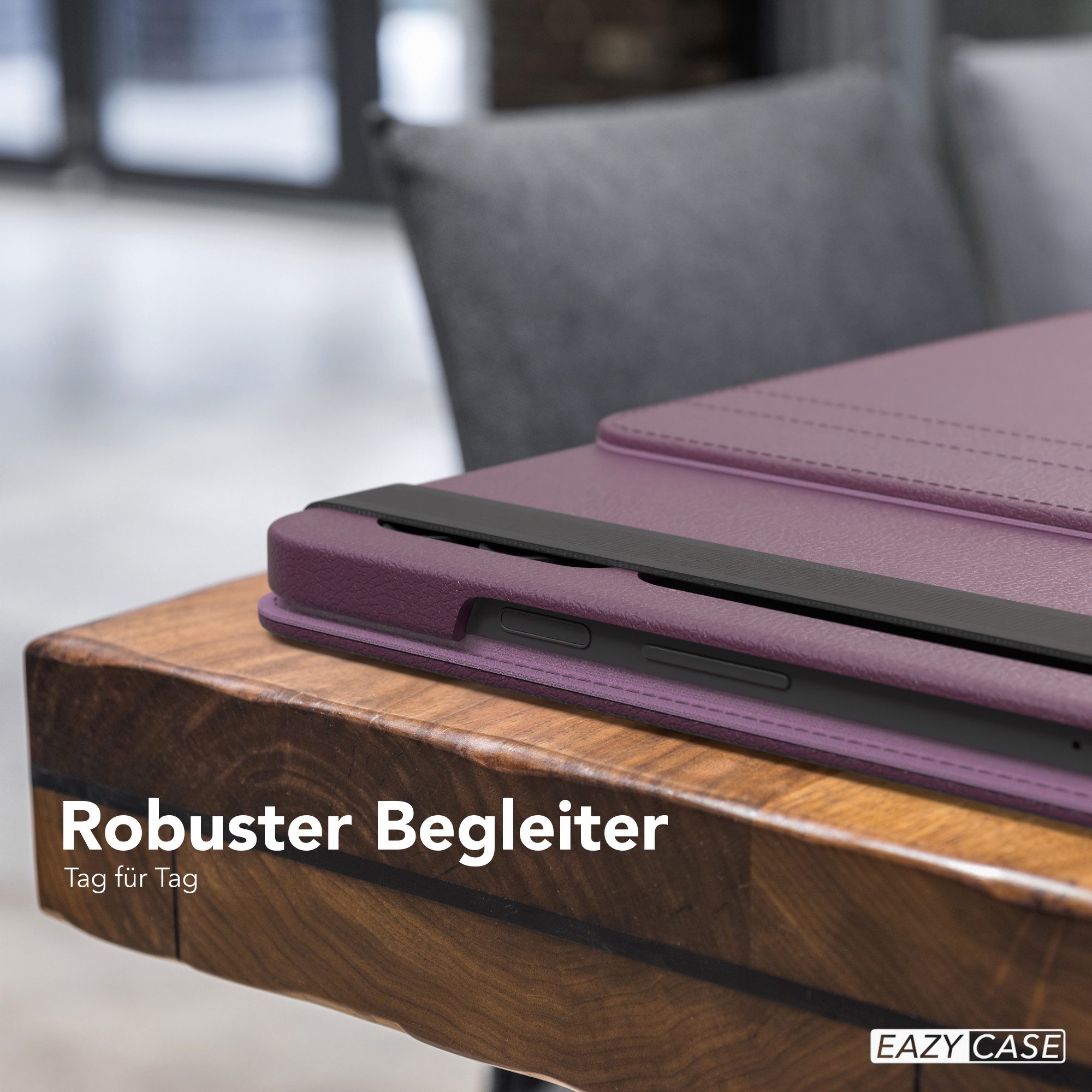 EAZY CASE Tablet-Hülle Rotation Case für Galaxy Tab S9 FE+ Rotationcase 12,4 Zoll, Tablet-Hülle Bookstyle Case Fullcover Schutz Tasche Stehfunktion Lila – Bild 2 von 5