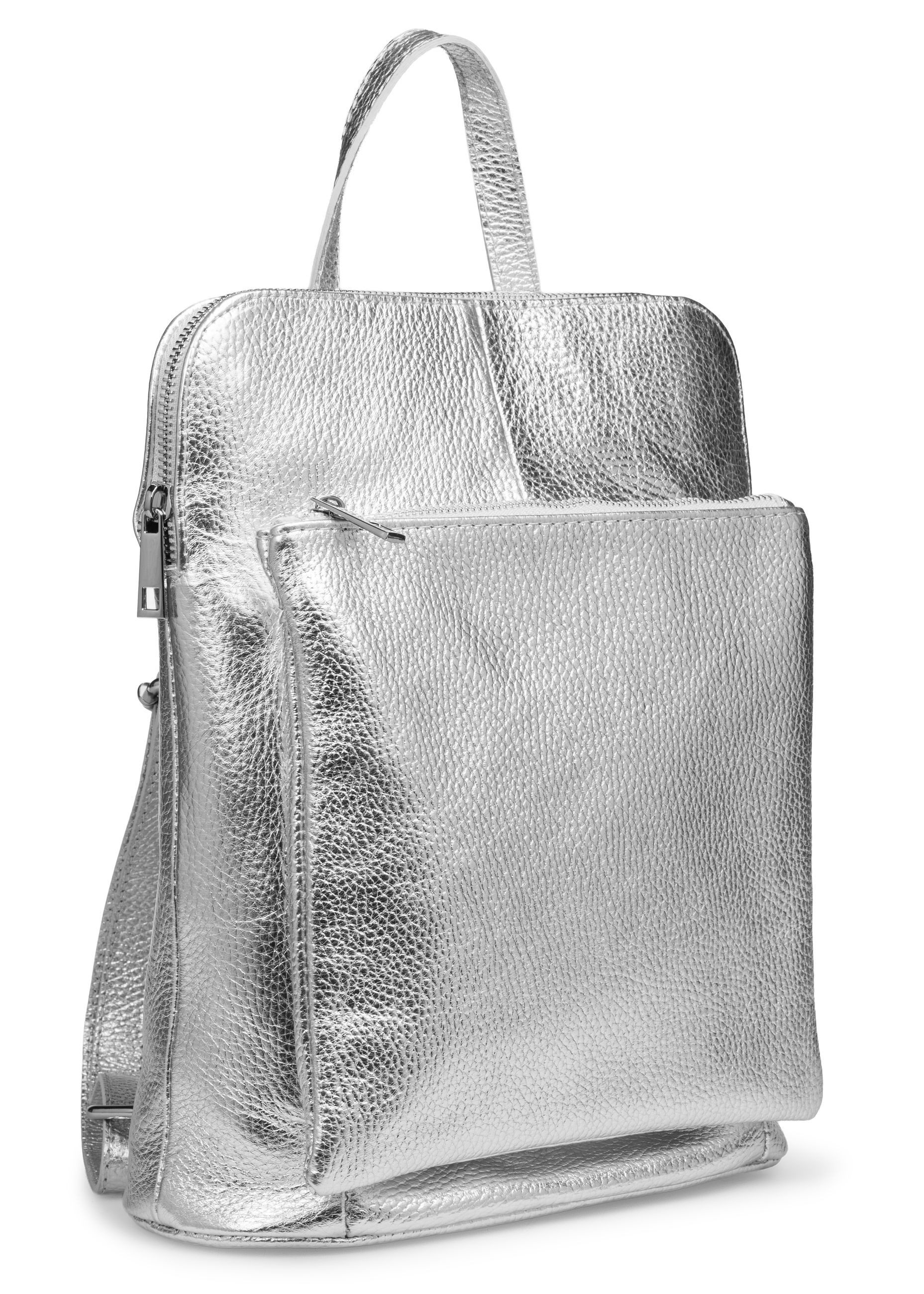 Caspar Schultertasche 2in1 Damen Leder Backpack in 2 Größen - PREMIUM LINE - Modell No.826, casual, leicht & unempfindlich - 100% Echtleder - Handmade in Italy