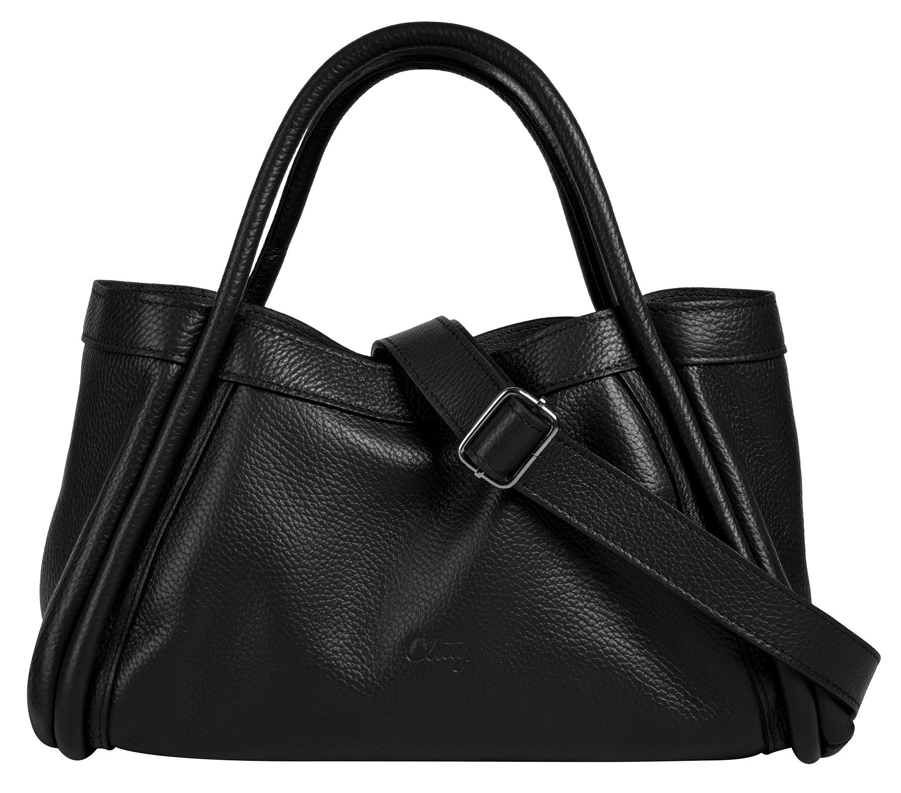Cluty Henkeltasche 2 in 1, echt Leder, Made in Italy