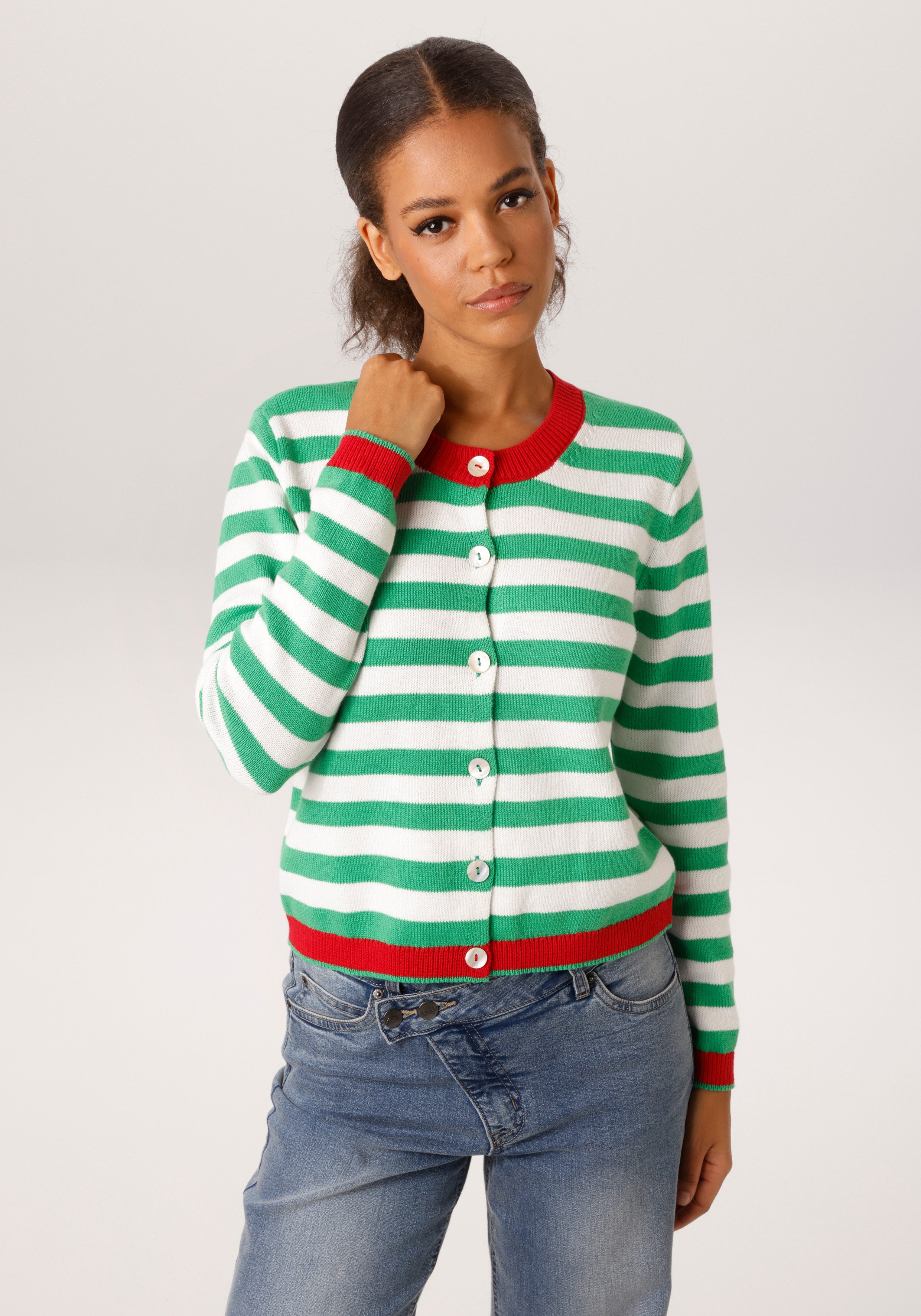 Aniston CASUAL Strickjacke im trendigen Streifen-Dessin - NEUE KOLLEKTION. € 39,99, (€ 39,99 pro 1 Stk).