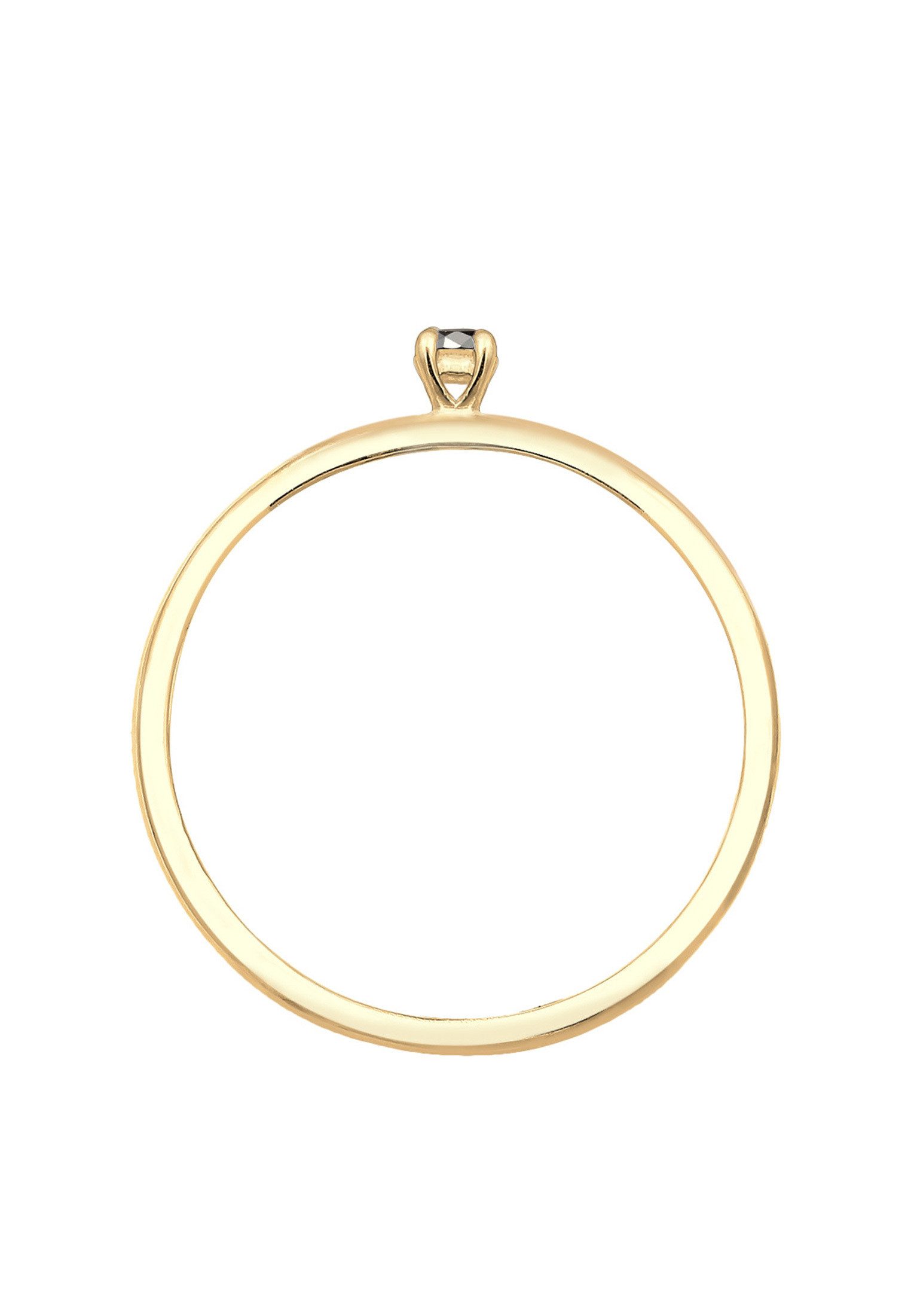Elli DIAMONDS Diamantring Solitär Diamant Schwarz Brillantschliff (0.003 ct) 585 Gelbgold