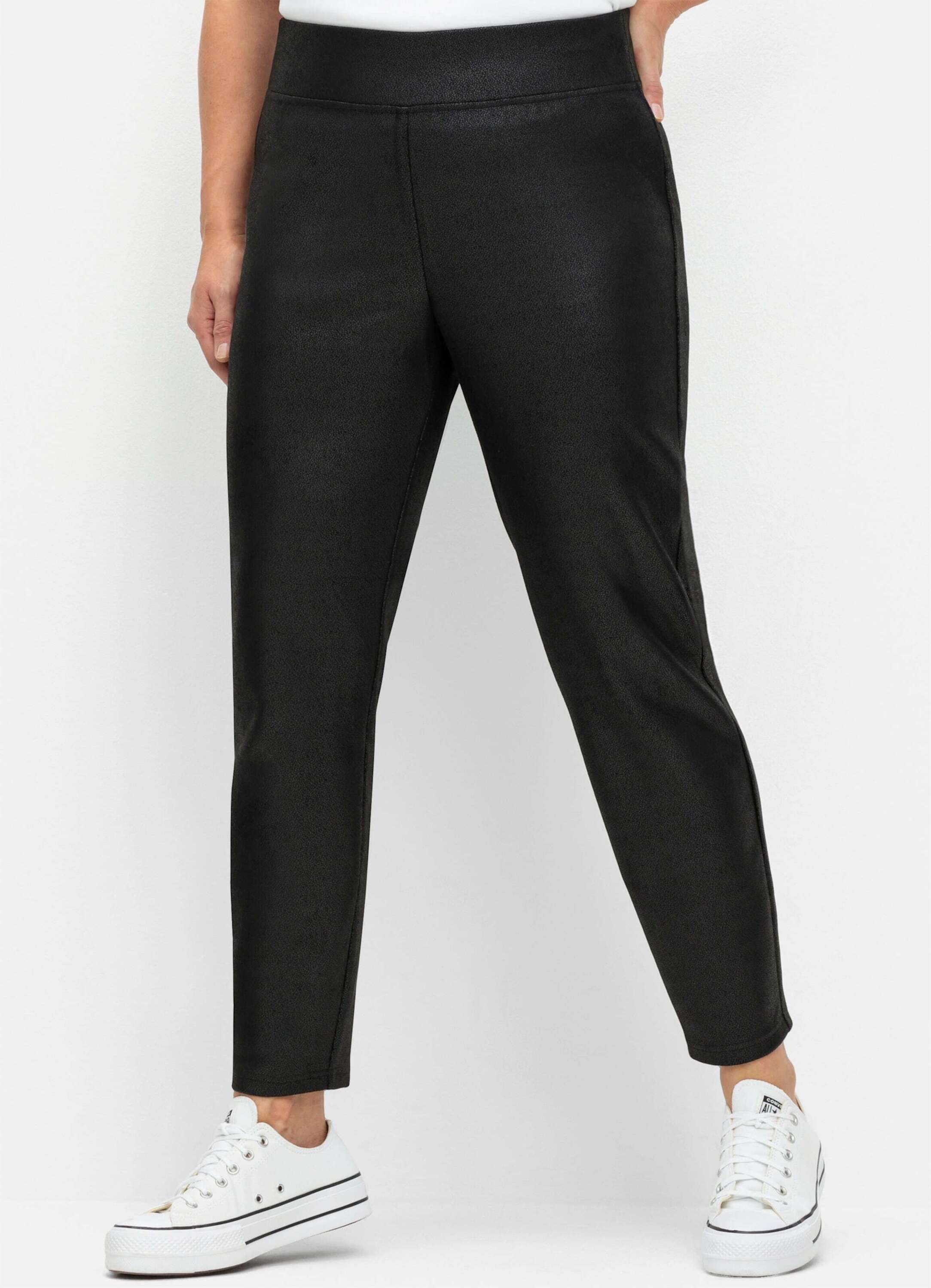 Sheego Jerseyhose Leggings aus leicht glänzendem Lederimitat