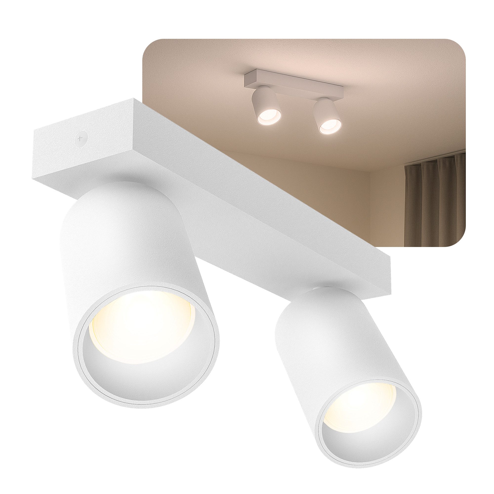 SSC-LUXon LED Aufbaustrahler NUVIO Deckenspot 2 flammig weiß Deckenlampe mi günstig online kaufen