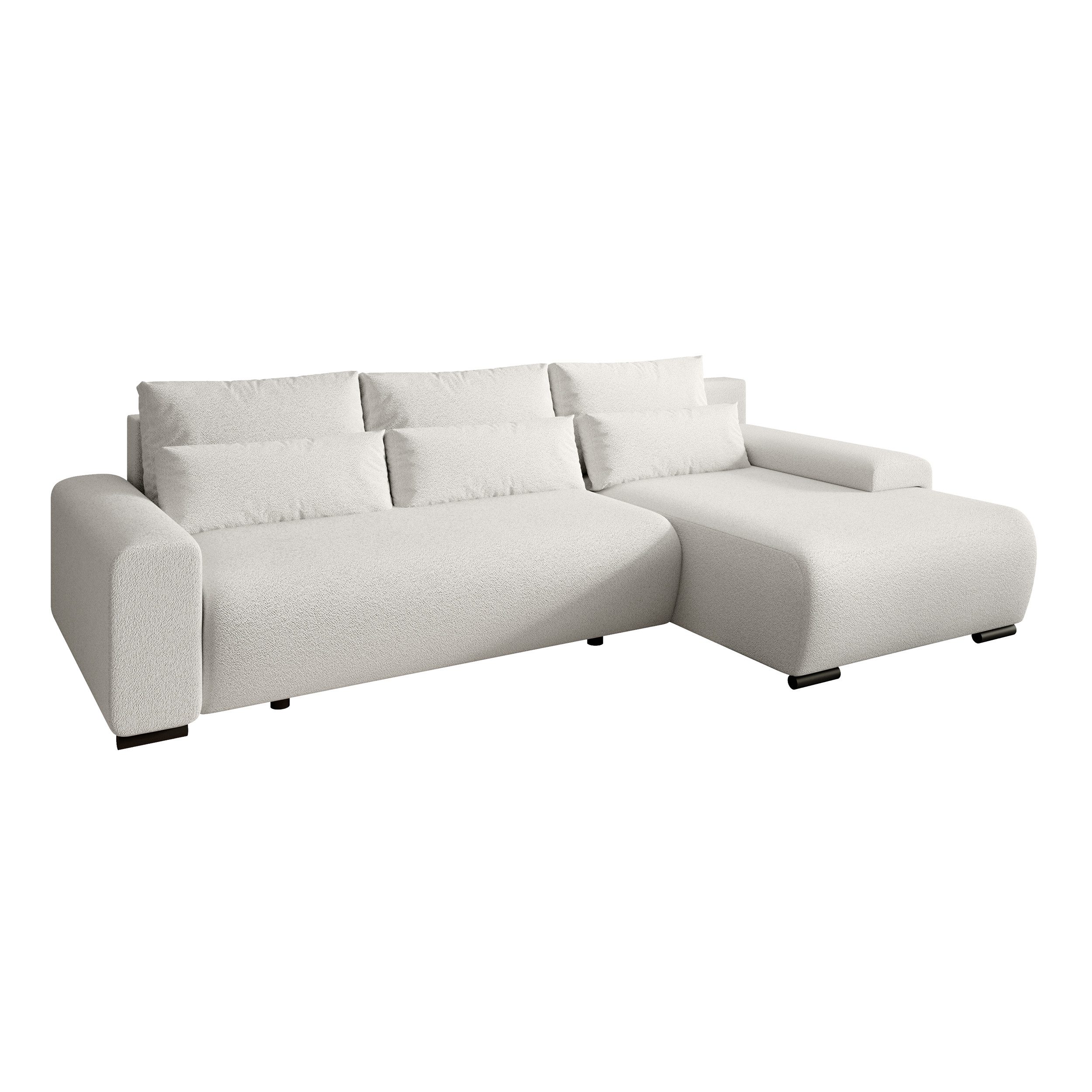 Beautysofa Ecksofa Benny Boucle, inkl. Schlaffunktion, Bettkasten, Wellenfedern, stilvoll Polsterecke im modernes Design, L-förmiges Ecksofa aus Boucle-Stoff